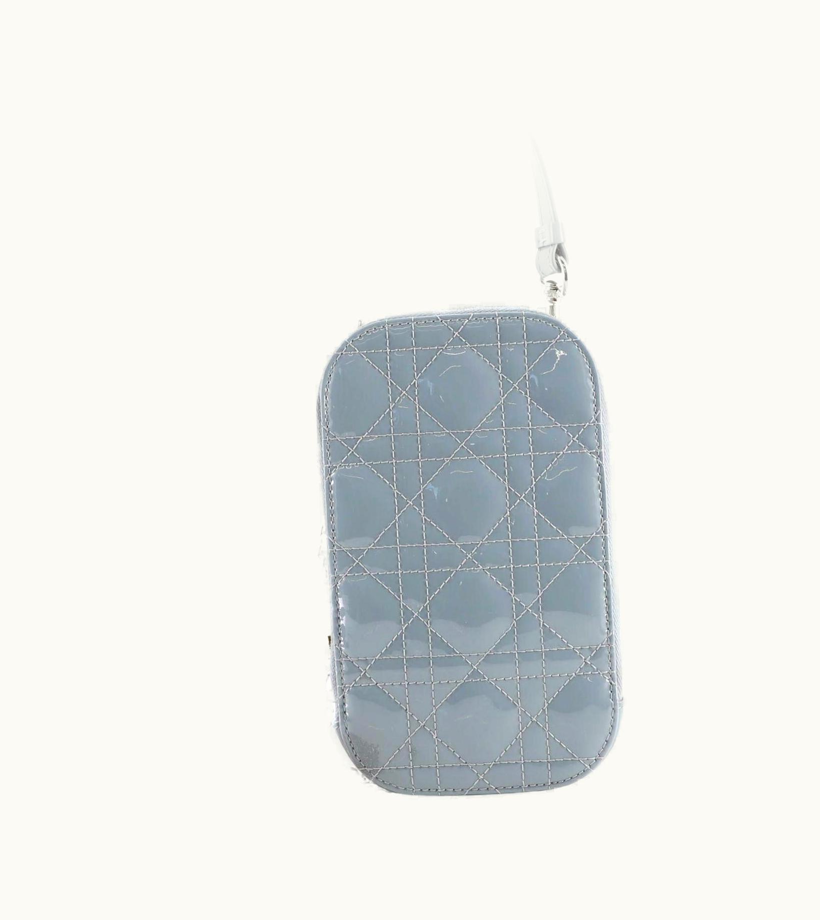 Dior Christian Dior Lady Dior Phone Holder On Chain Cannage Quilt Patent
