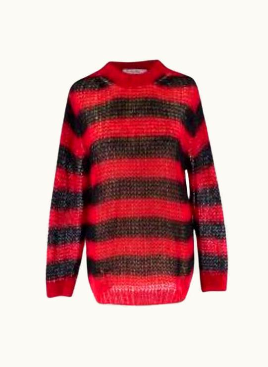 Dior Dior Black & Red Stripe Loose Knit Mohair Jumper UZ0570008
