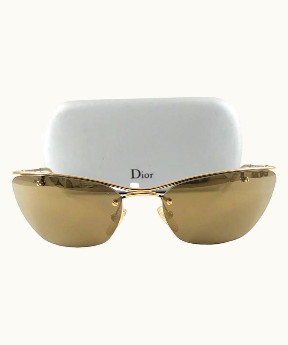 Dior Vintage Christian Dior Flash Wrap Gold Sunglasses 2000 Y2k