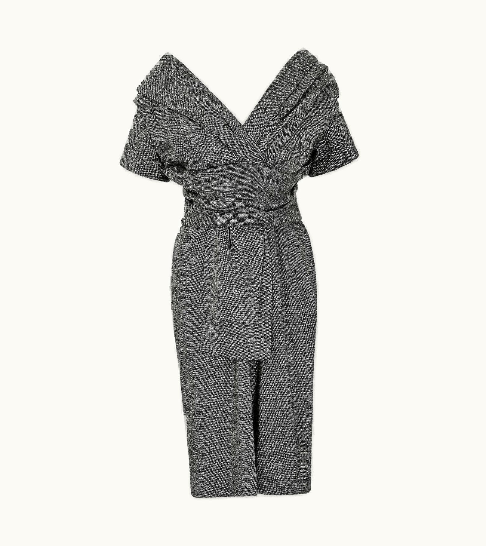 Dior 1990s Christian Dior Grey Tweed Dress