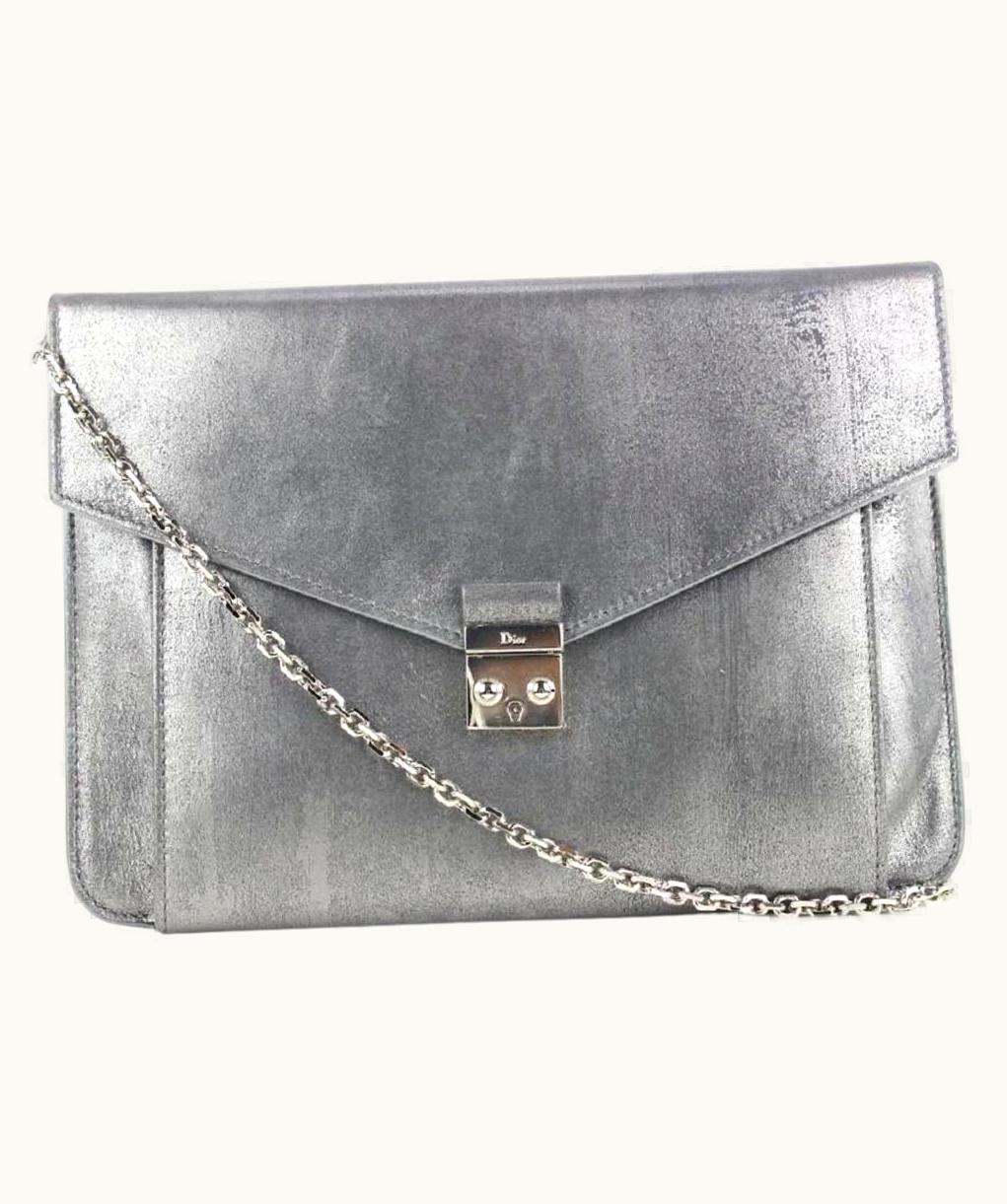 Dior Dior Pewter Silver Chain Flap Crossbody Bag 292da513