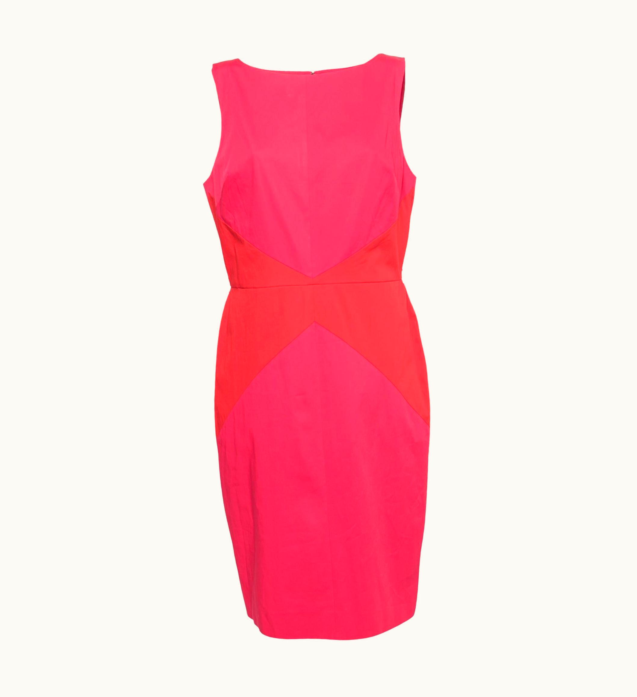Dior Dior Pink & Orange Paneled Cotton Sleeveless Midi Dress