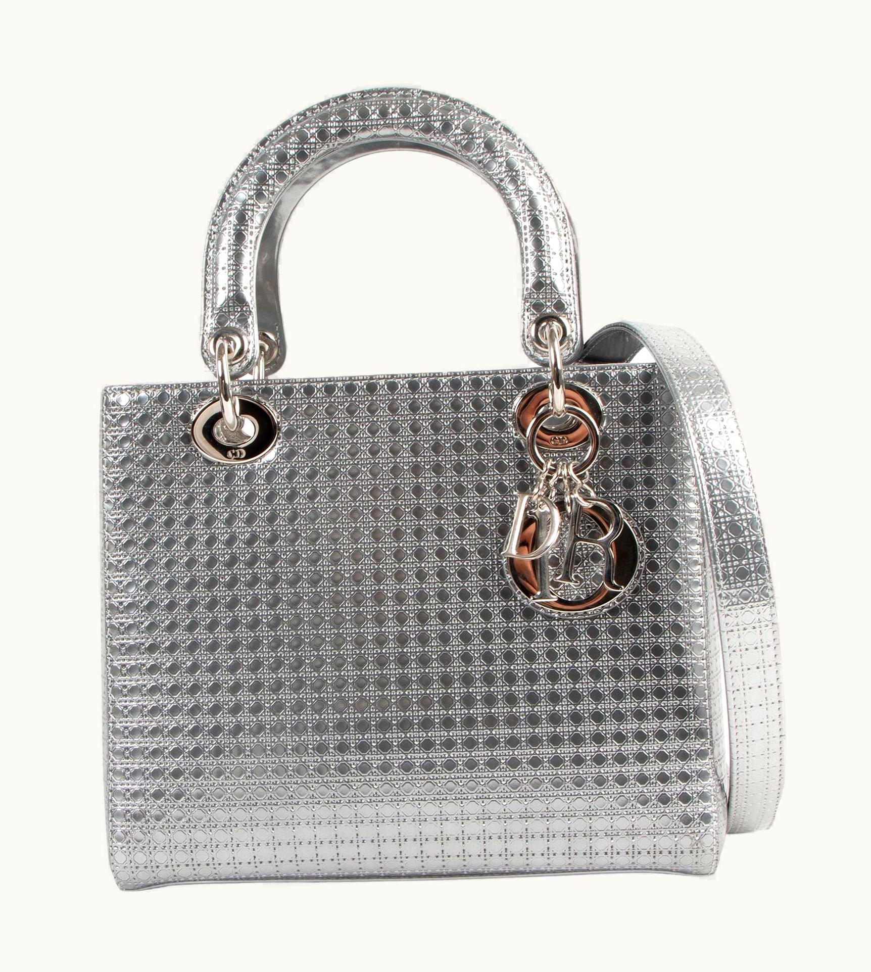 Dior Christian Dior Lady Dior Medium Silver Micro Cannage Bag