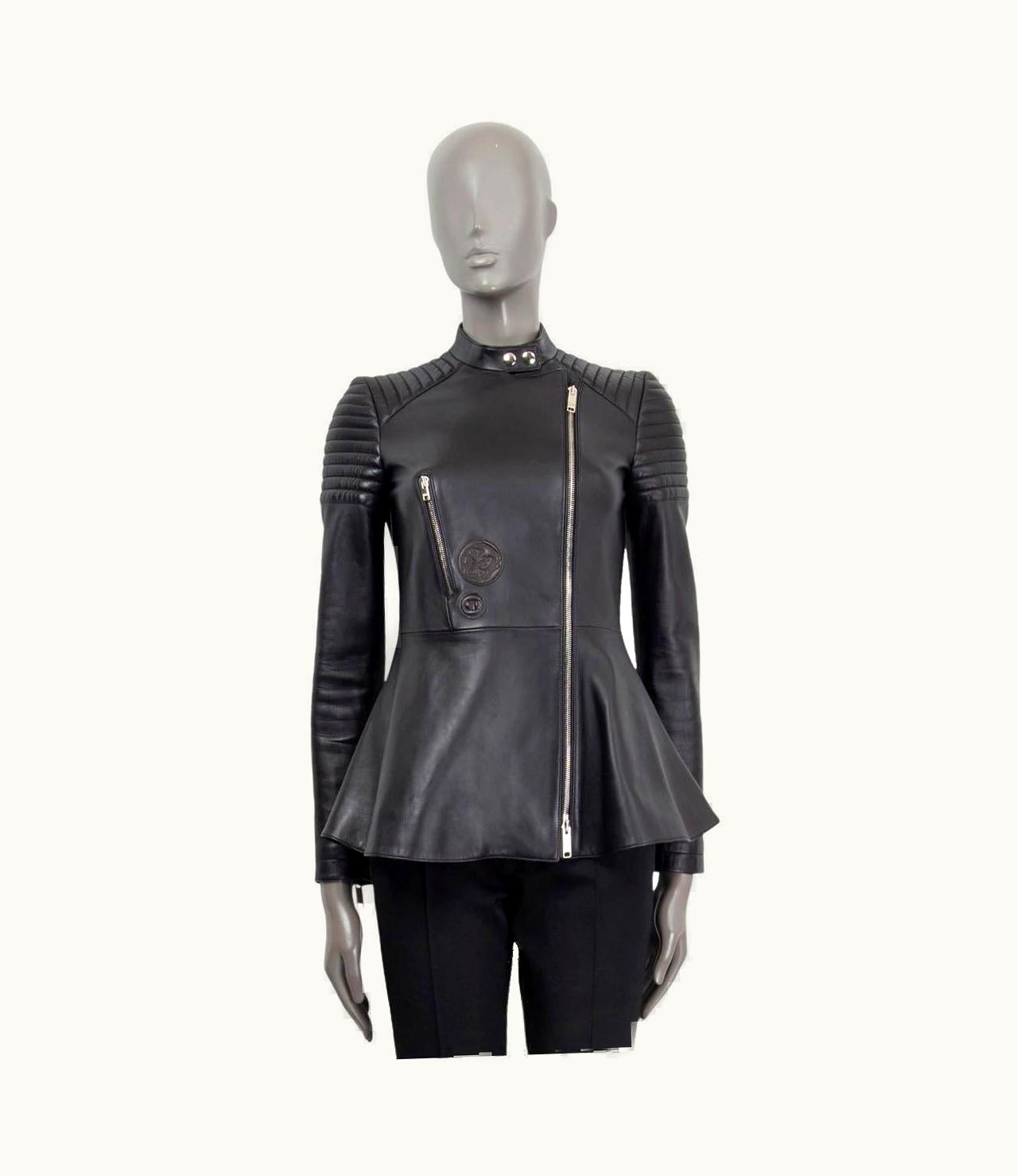 Dior Christian Dior Black Leather Flared Biker Jacket