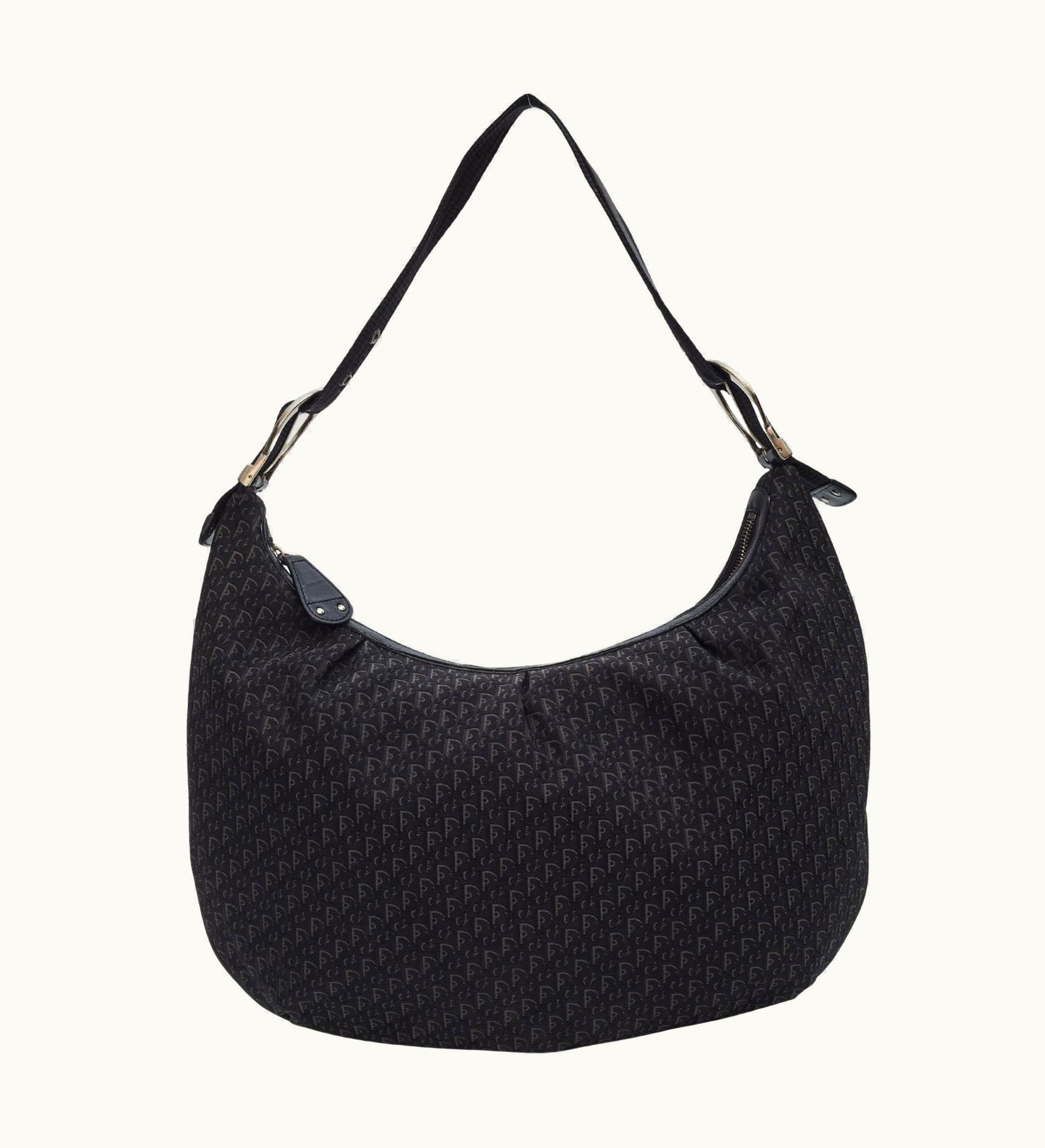 Dior Dior Vintage Croissant Black Oblique Shoulder Bag (2007) Large