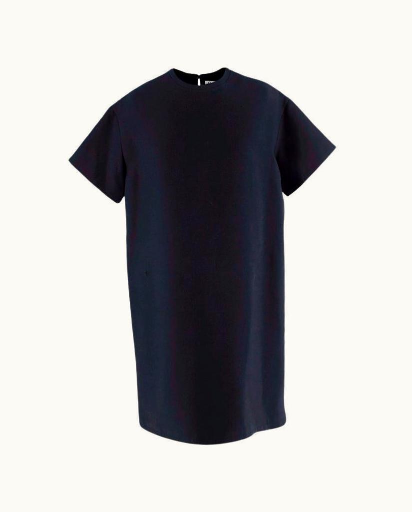 Dior Christian Dior Deep Navy Wool-Silk Mini Shift Dress