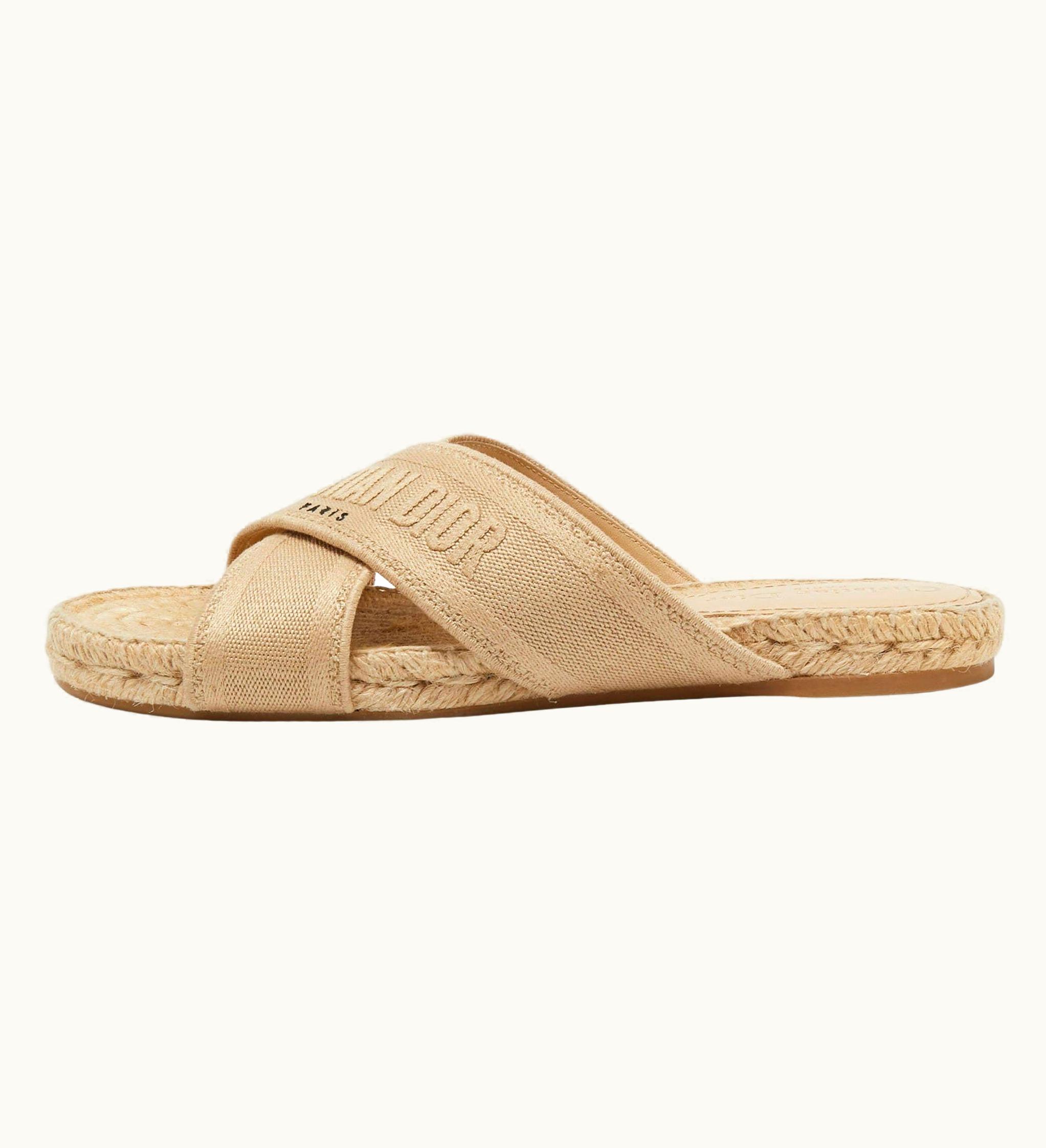 Dior Dior Beige Fabric Criss Cross Flat Espadrilles