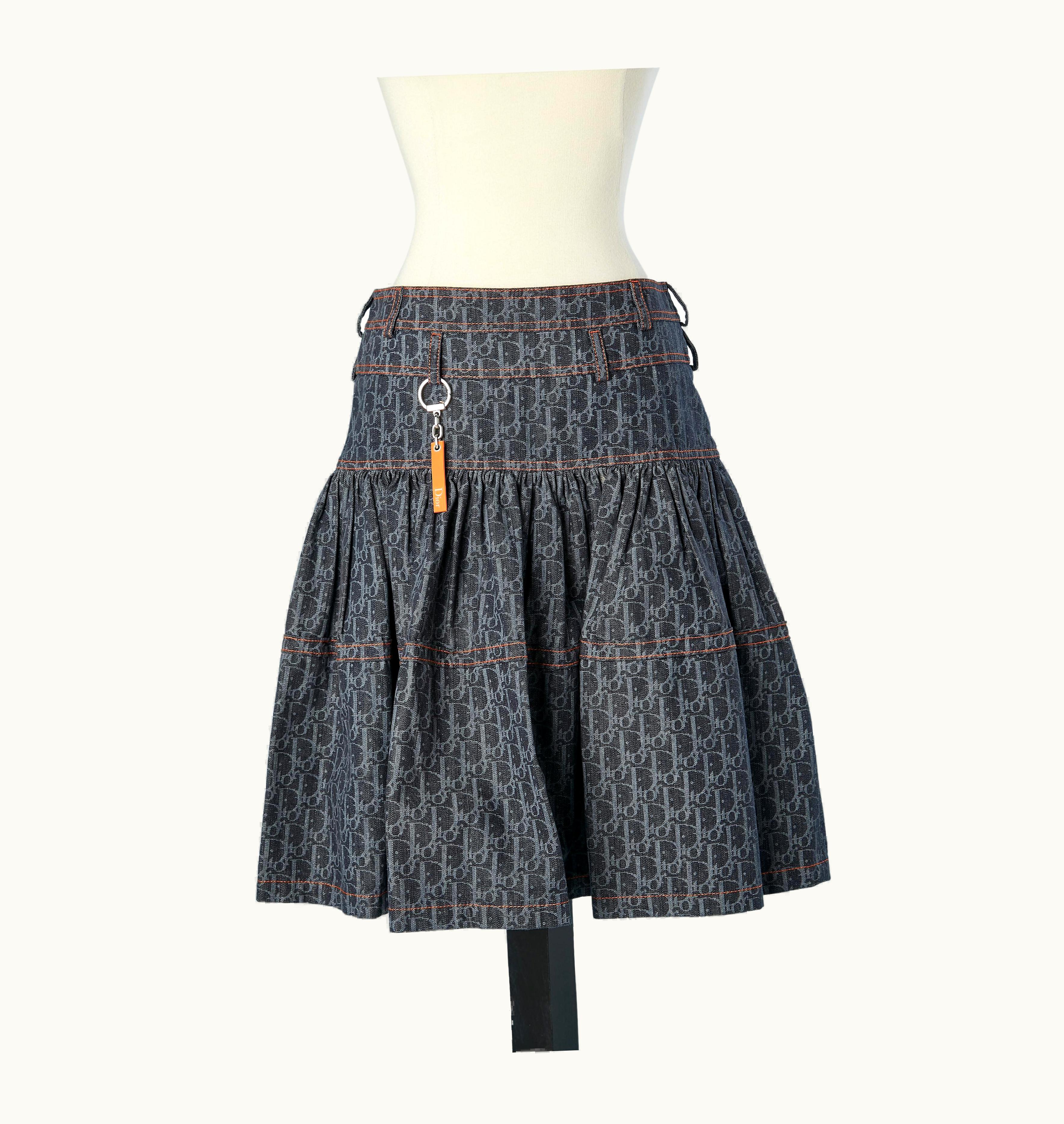 Dior Ruffle Skirt In Branded Cotton Denim Christian Dior Boutique