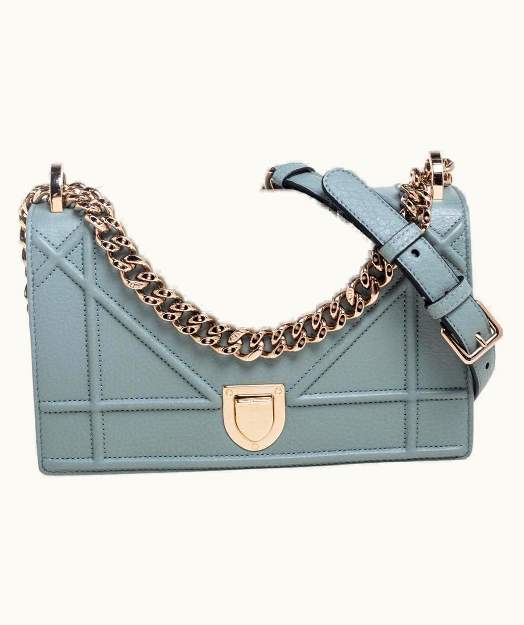 Dior Dior Light Pastel Green Leather Small Diorama Shoulder Bag