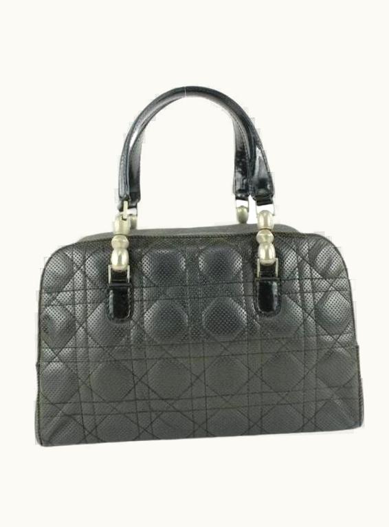 Dior Dior Black Perforated Cannage Quilted Leather Boston Bag 549da611