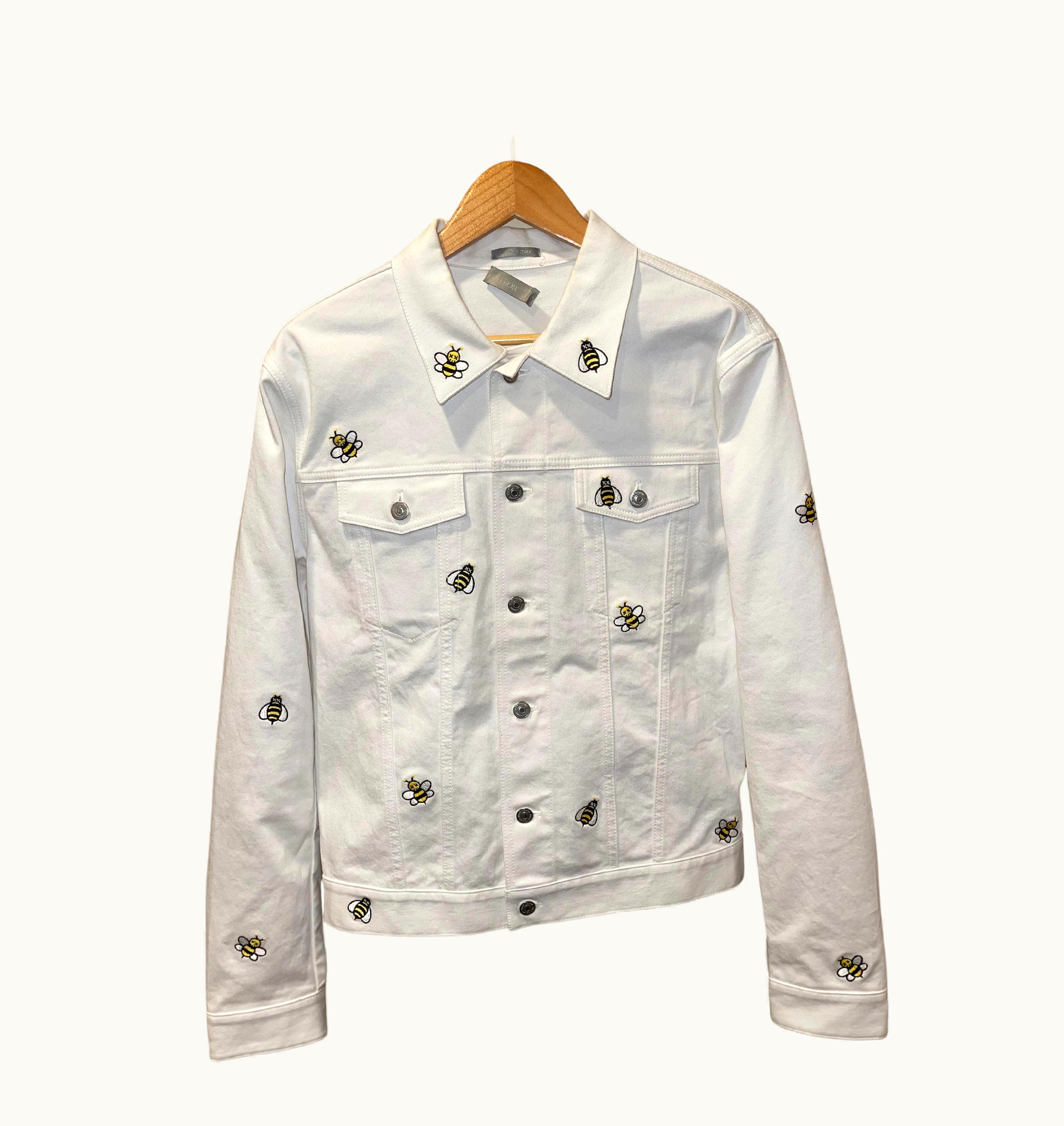 Dior Rare Dior Kaws Bees White Denim Jacket Size