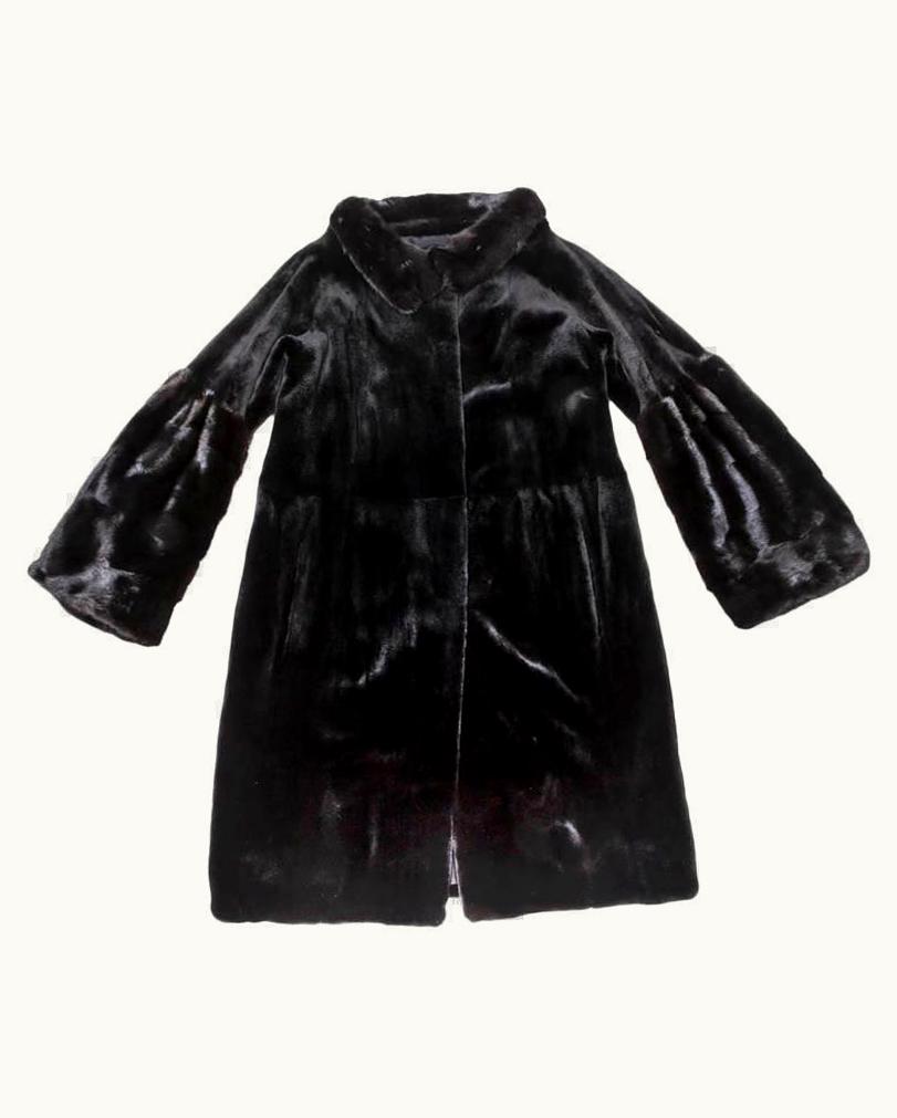 Dior Christian Dior Coat In Black Long Shaved Mink fr