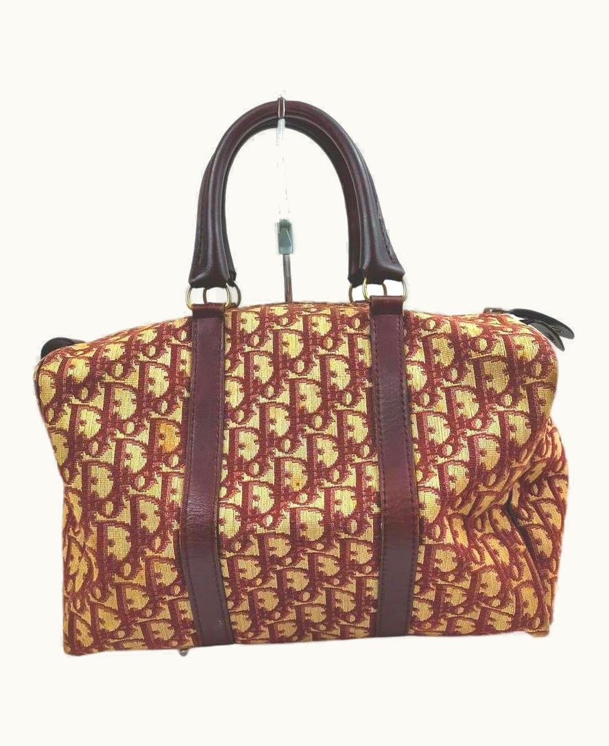 Dior Christian Dior Burgundy Monogram Trotter Boston Duffle Bag