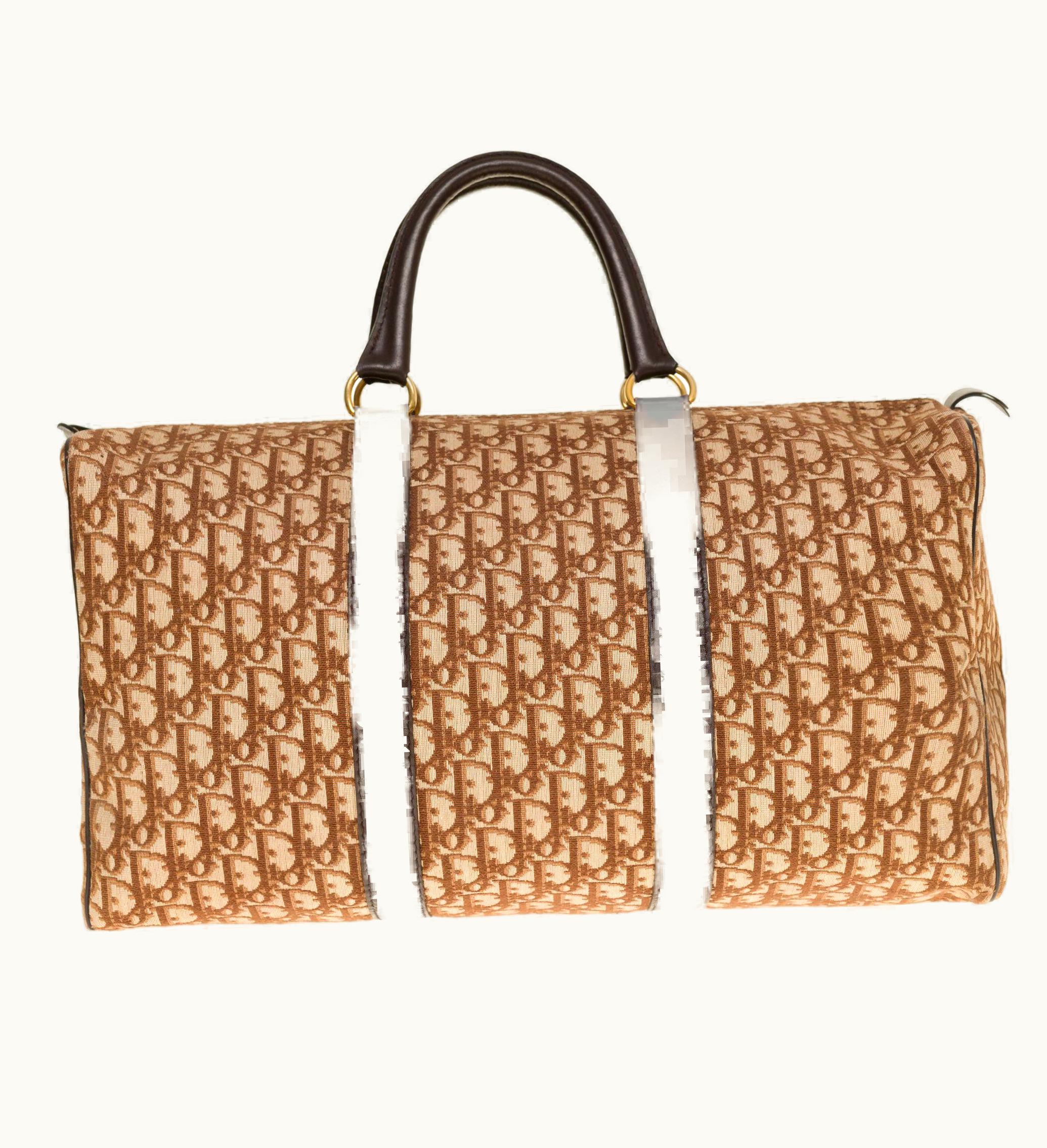 Dior Stunning Christian Dior Travel Bag In Brown Canvas And Leather