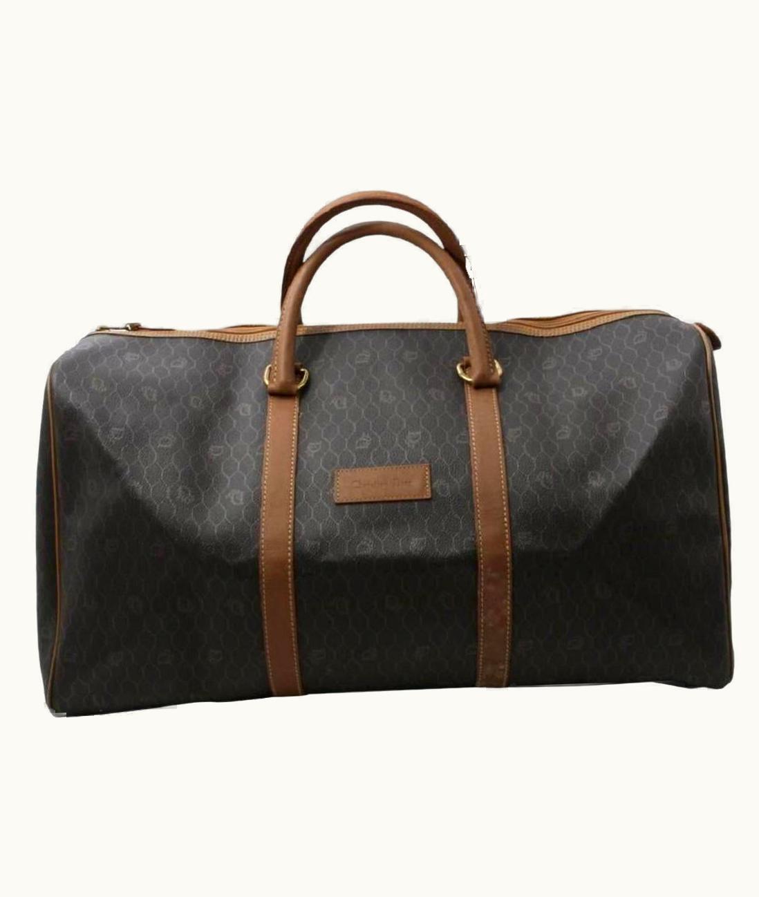 Dior Christian Dior Black Monogram Trotter Honeycomb Boston Duffle Bag