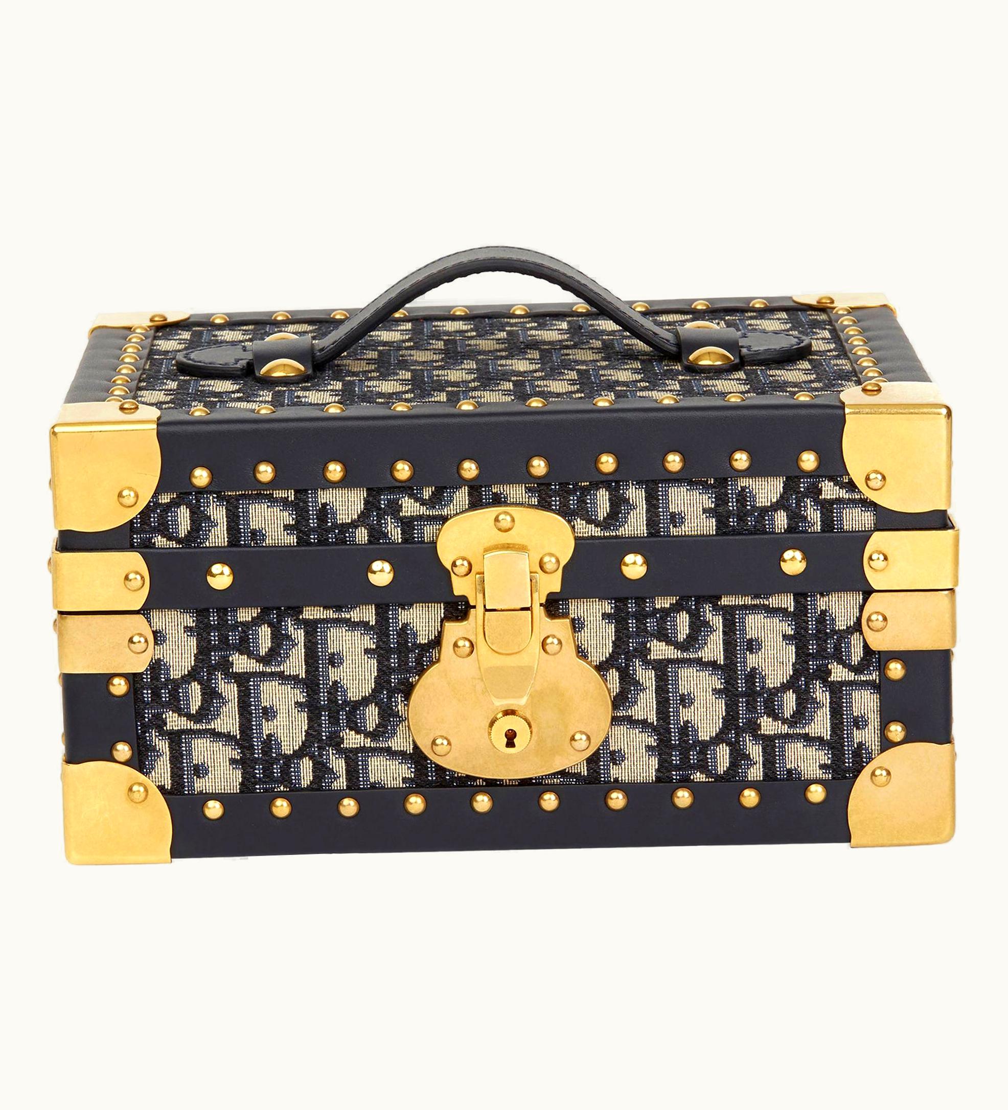 Dior 2017 Dior Blue Oblique Monogram Canvas & Calfskin Leather Jewellery Case