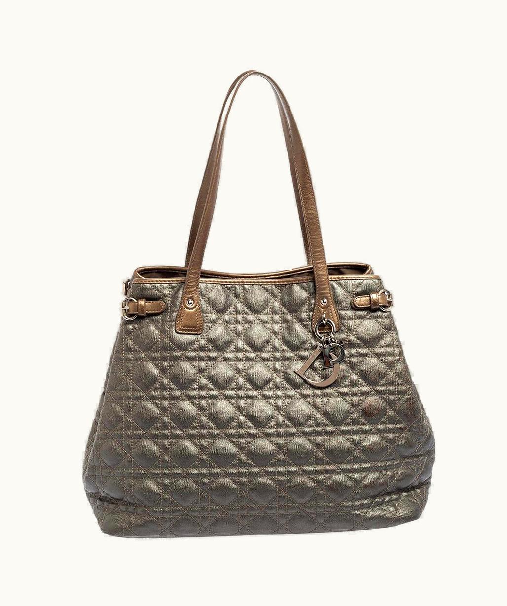 Dior Dior Grey Cannage Coated Canvas And Leather Medium Panarea Tote