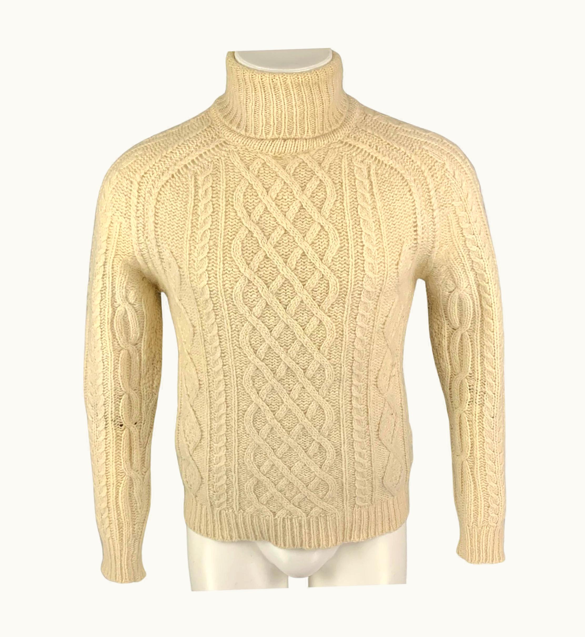 Dior Dior Homme Cream Knit Alpaca Blend Turtleneck Sweater