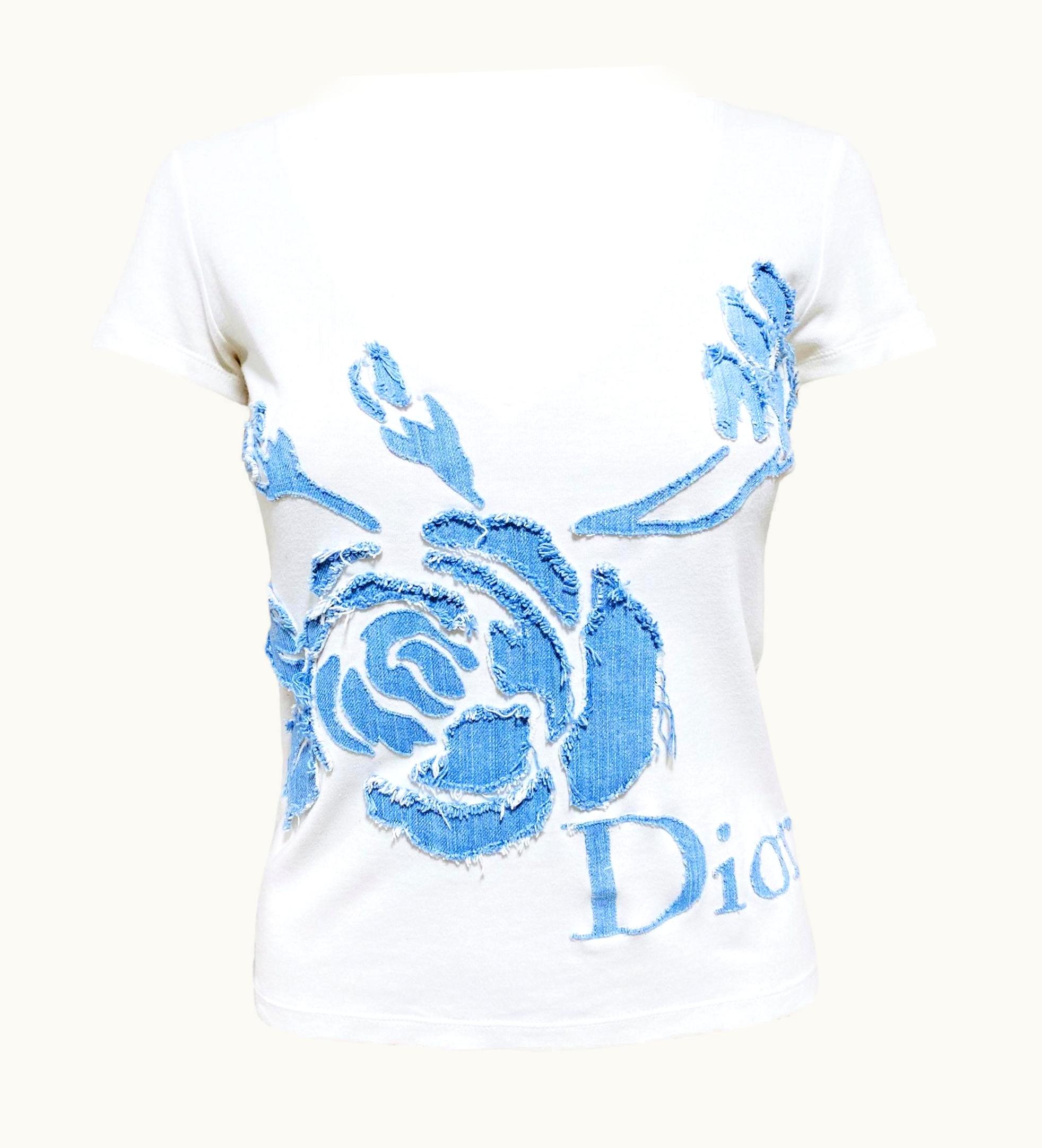 Dior Vintage Rare Christian Dior - Denim Floral Appliqué