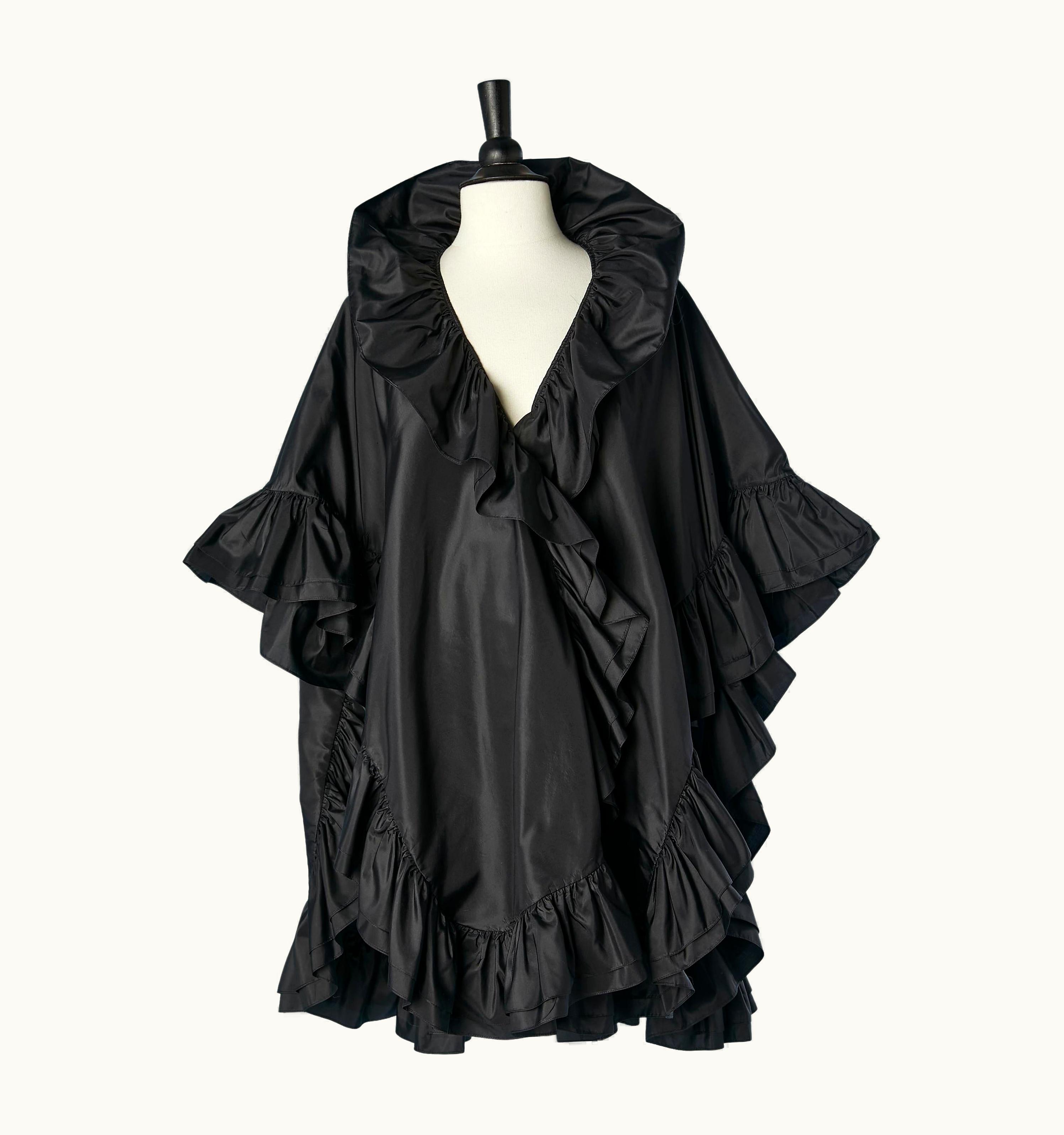 Dior Black Evening Silk Taffetas Cape With Ruffles Christian Dior Boutique