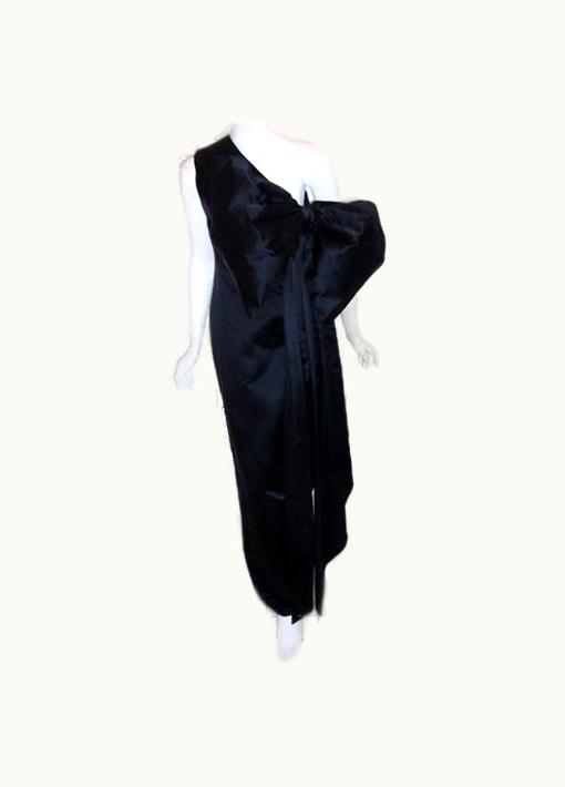 Dior Christian Dior Couture Long Black Satin Gown, Circa 1985
