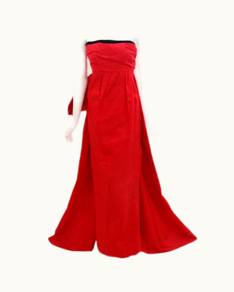 Dior Christian Dior Haute Couture Red Strapless Gown, Circa
