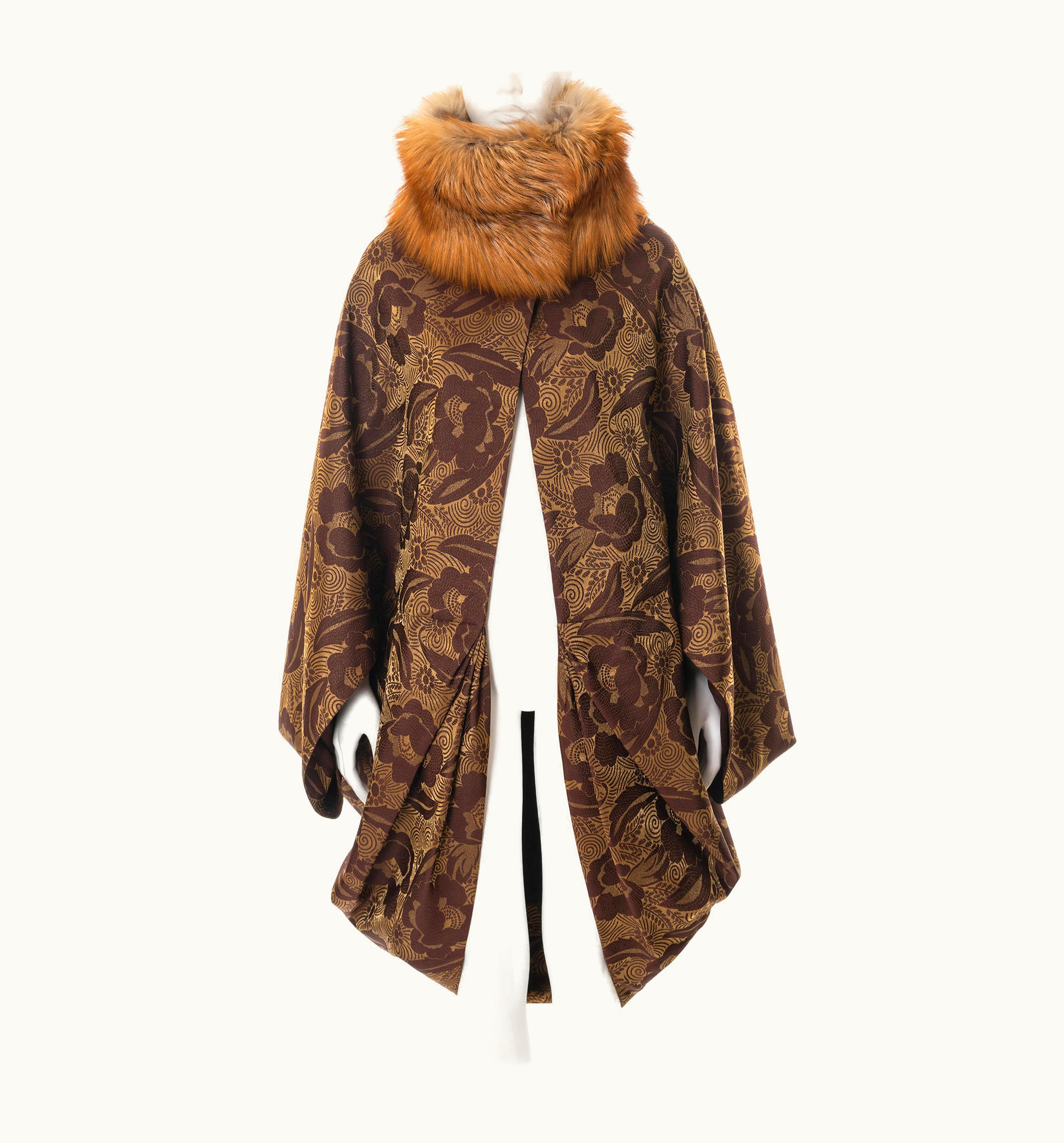 Dior Christian Dior By John Galliano Silk Cocoon Coat With Fox Fur Collar, S/S 2008