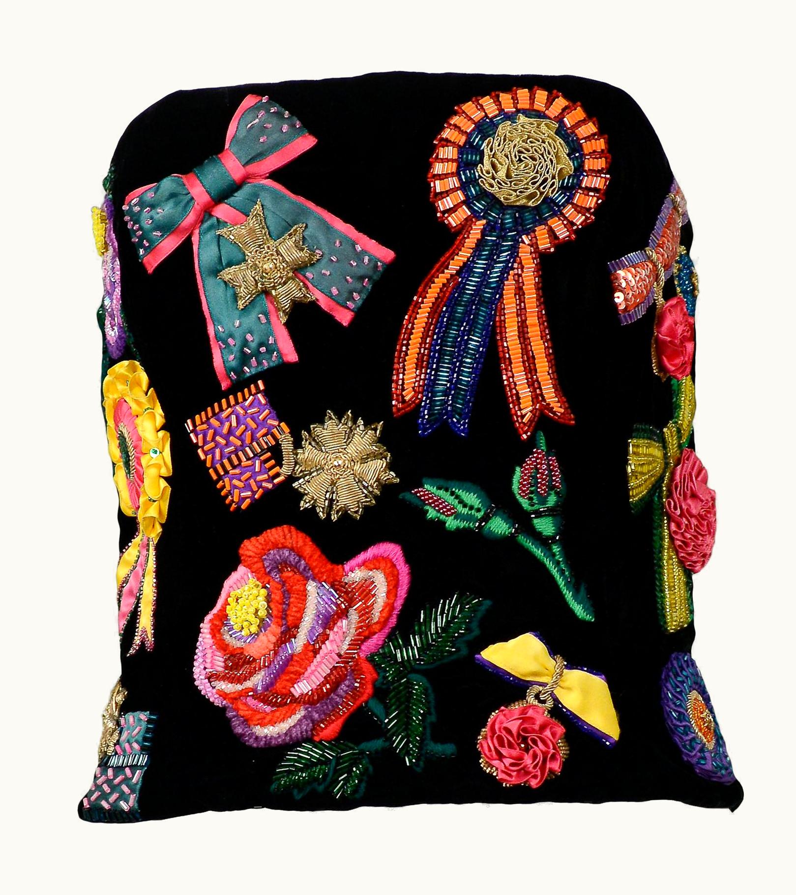 Dior Vintage Christian Dior AW 1988 Floral & Ribbon Appliqué Bustier