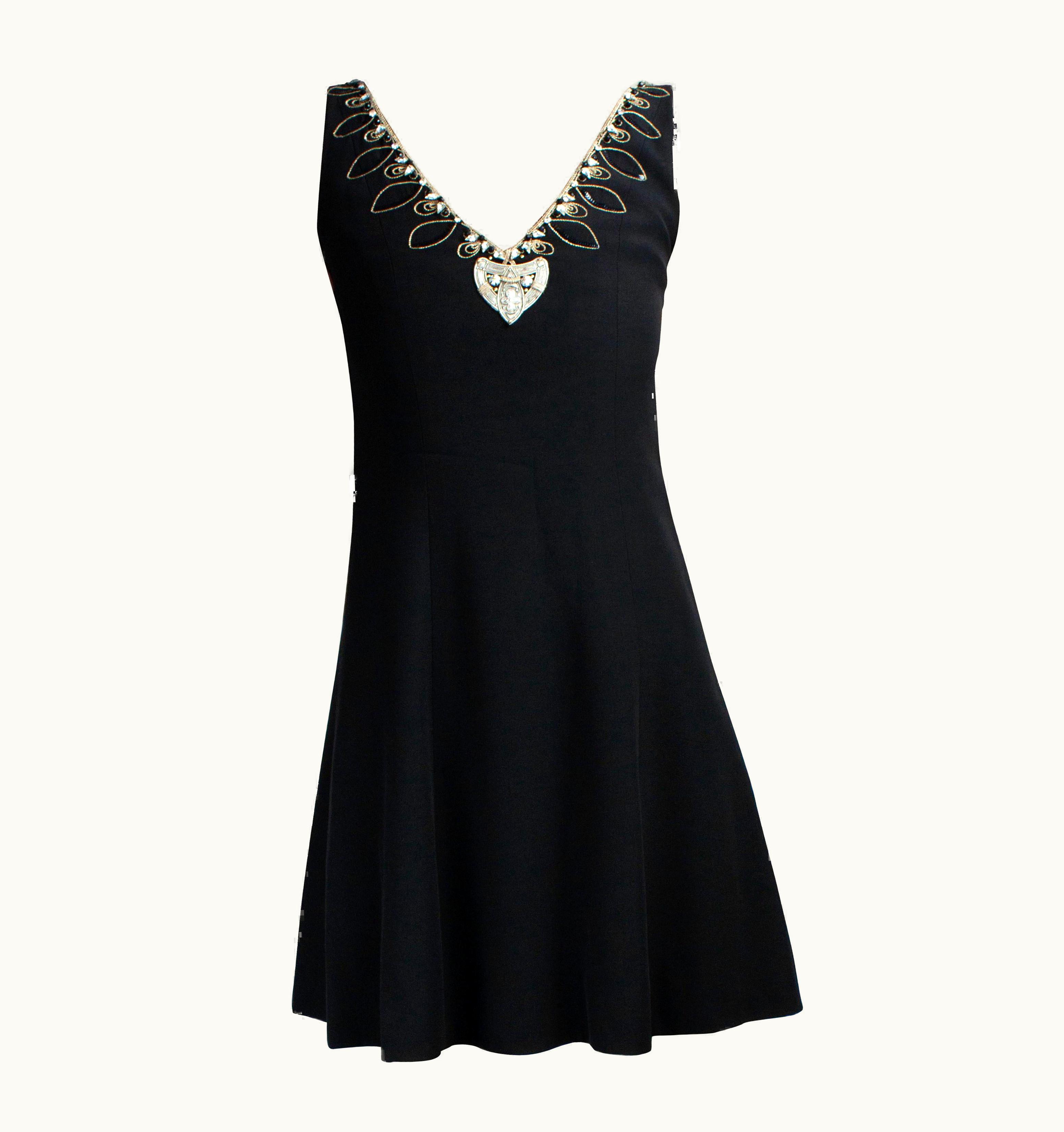 Dior Christian Dior Numbered Bejeweled Crepe Evening Mini Dress Circa 1994