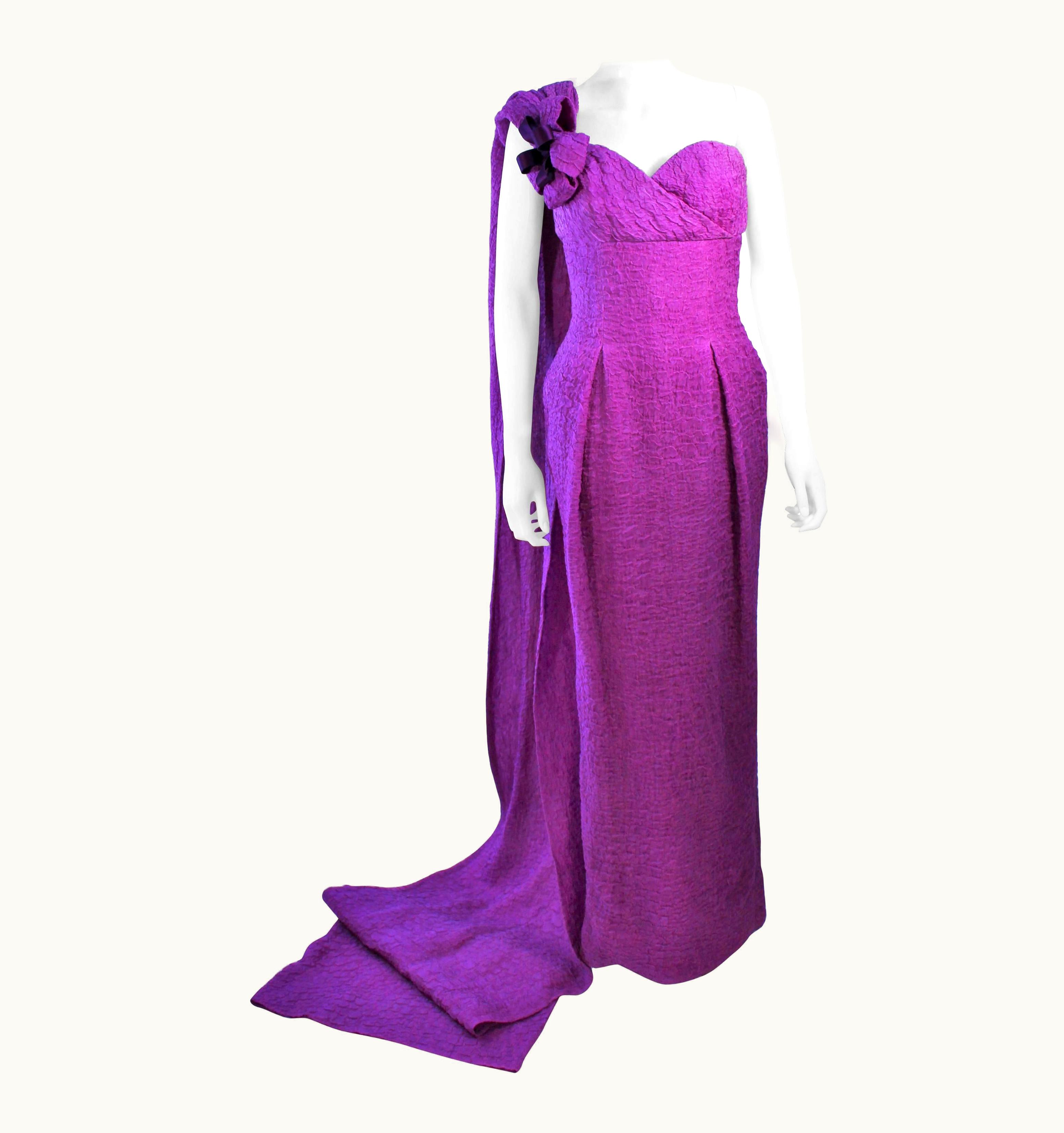 Dior Christian Dior Haute Couture Purple Crinkle Gown Betsy Bloomingdale 1988