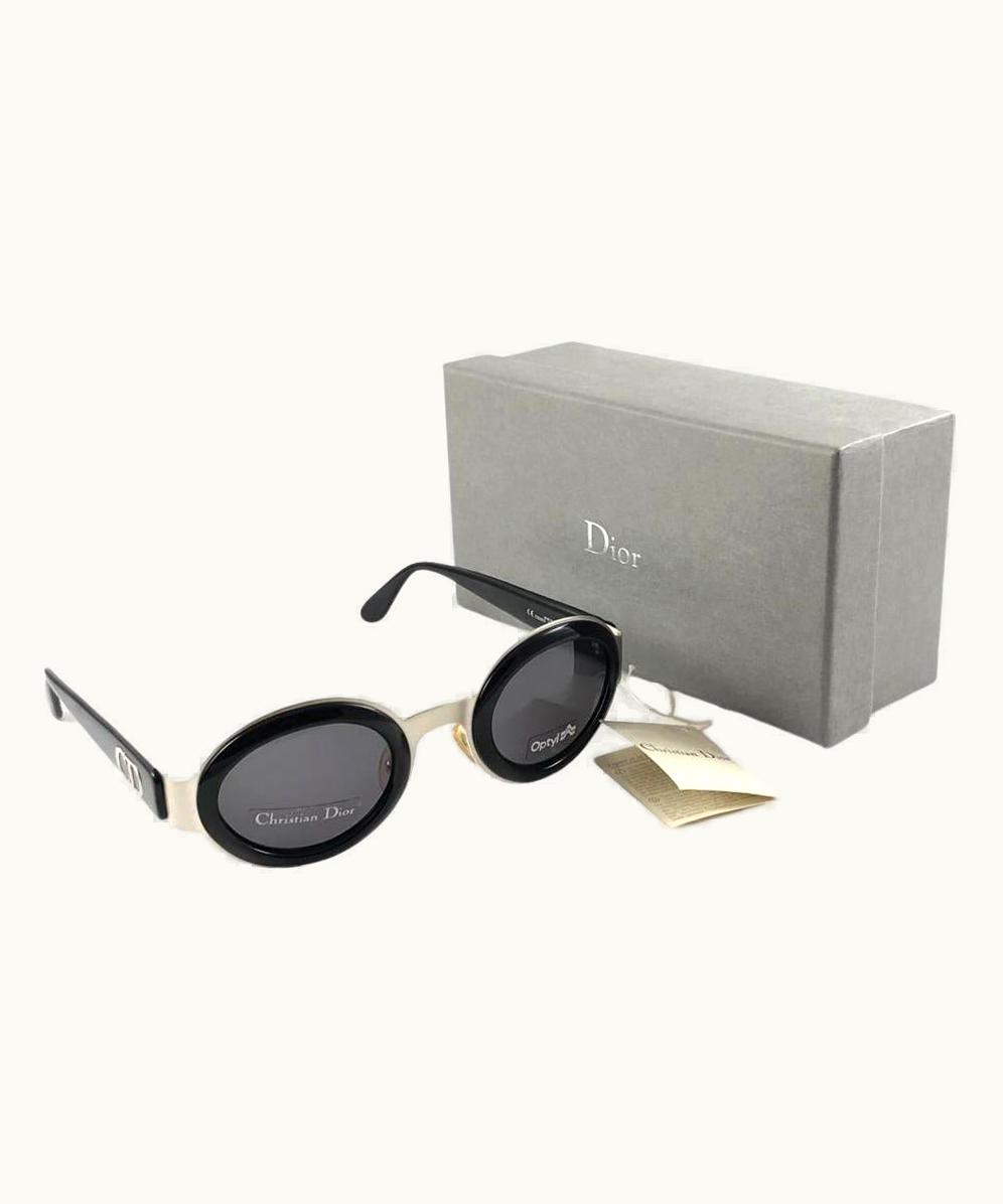 Dior Vintage Christian Dior Cd 2037 Silver & Black Sunglasses 1990'