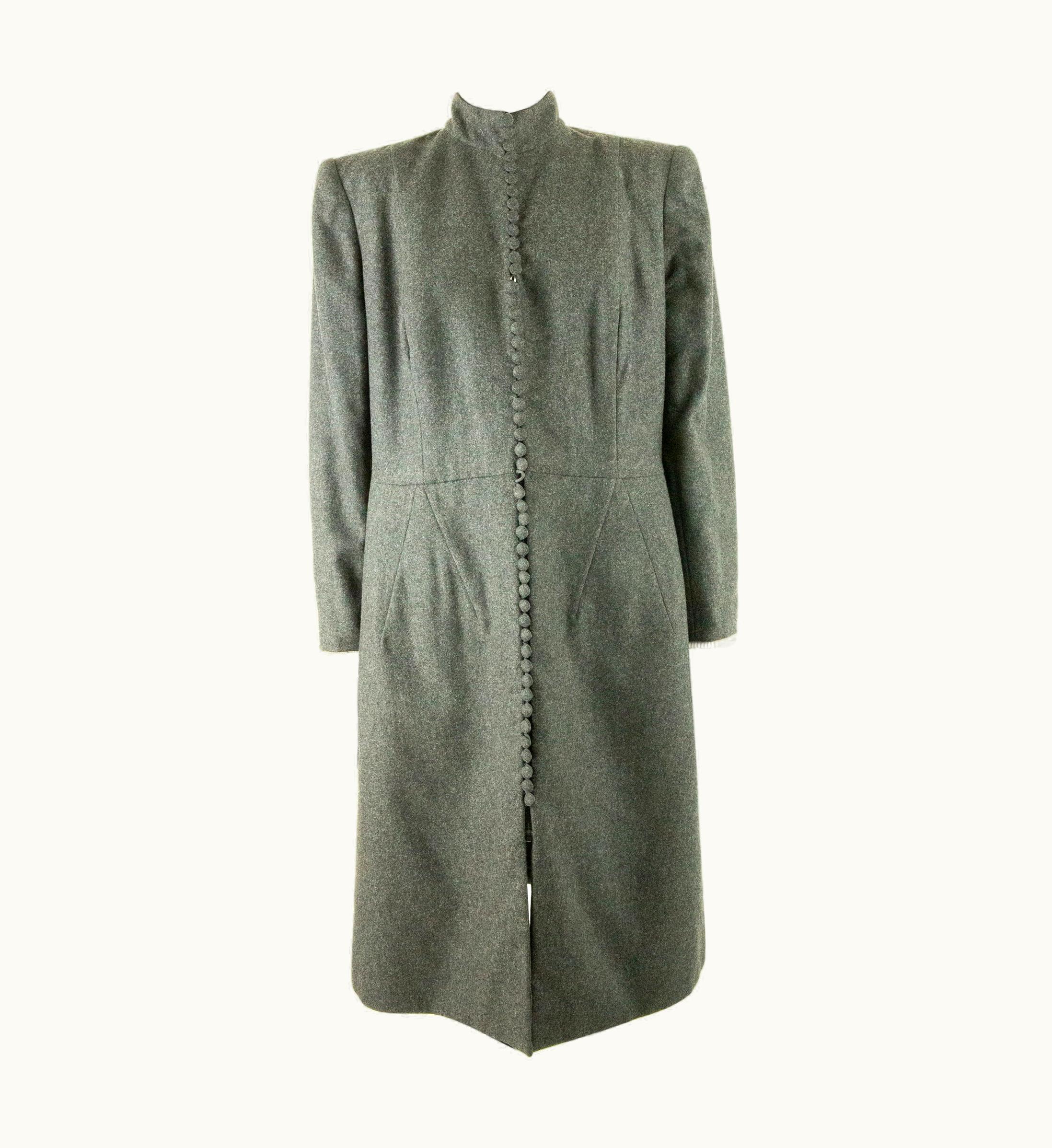 Dior 1990' Christian Dior Haute Couture Charcoal Grey Woollen Coat