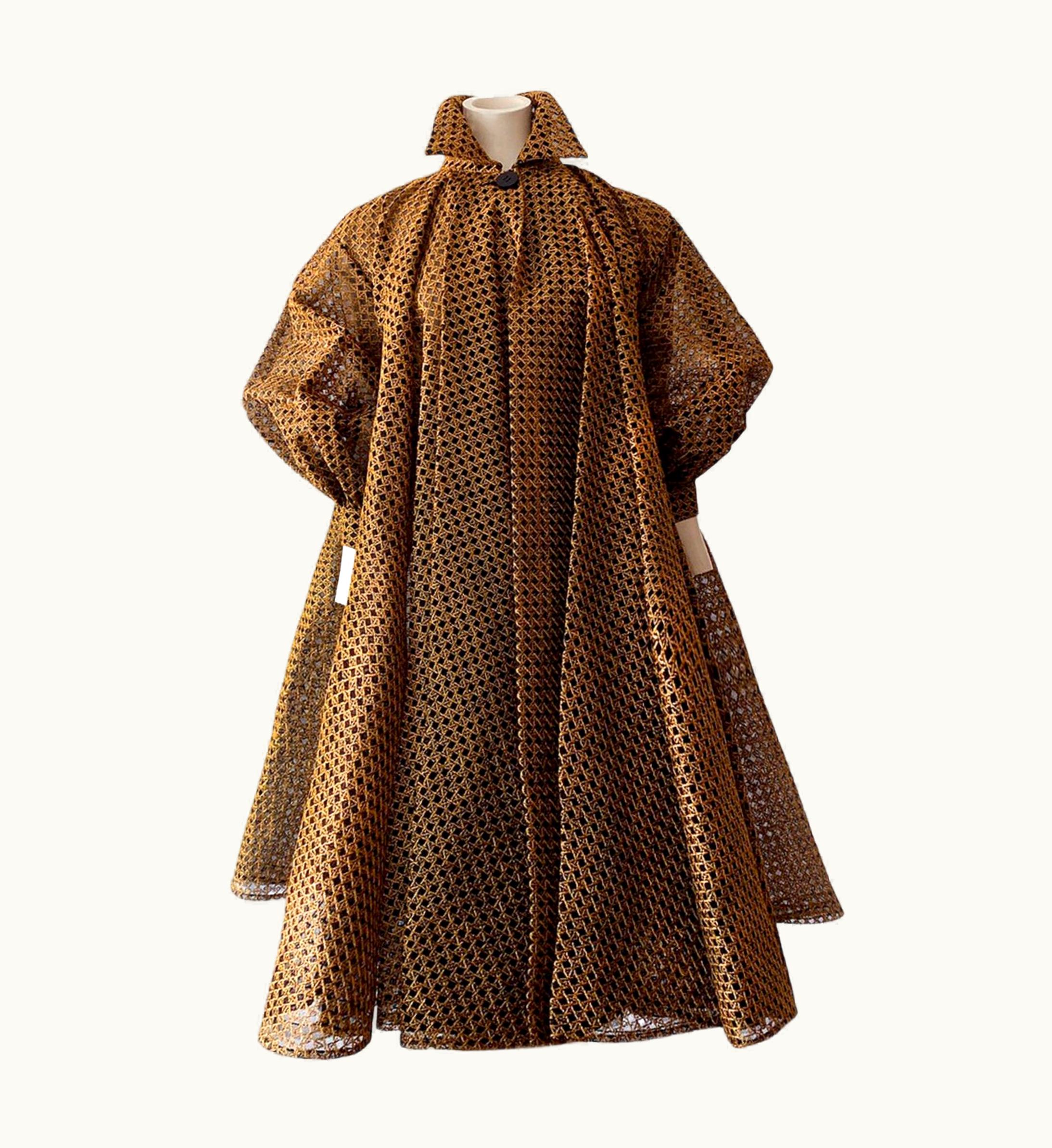 Dior Christian Dior S/S Spectacular Gold Coat Swing Overcoat Metallic Ferre