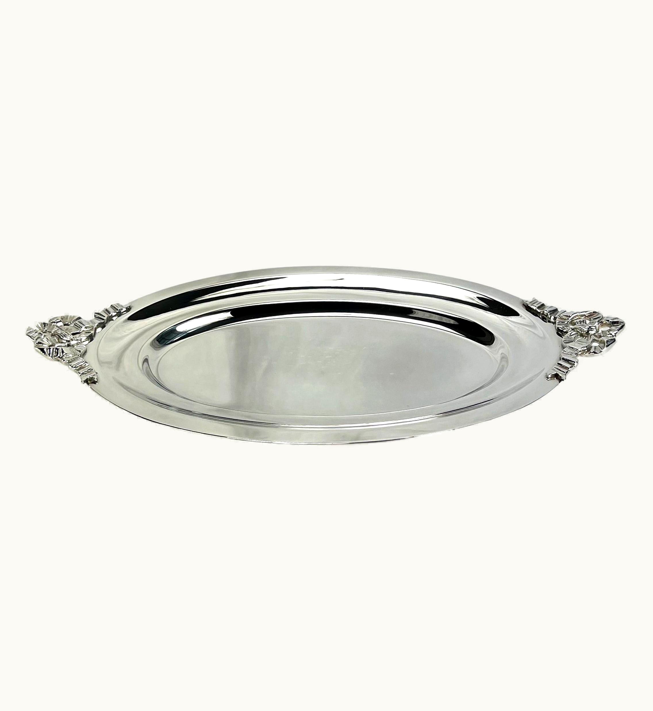 Dior Christian Dior Silver-Plate Ribbon Accented Vintage Decorative Serving Plate