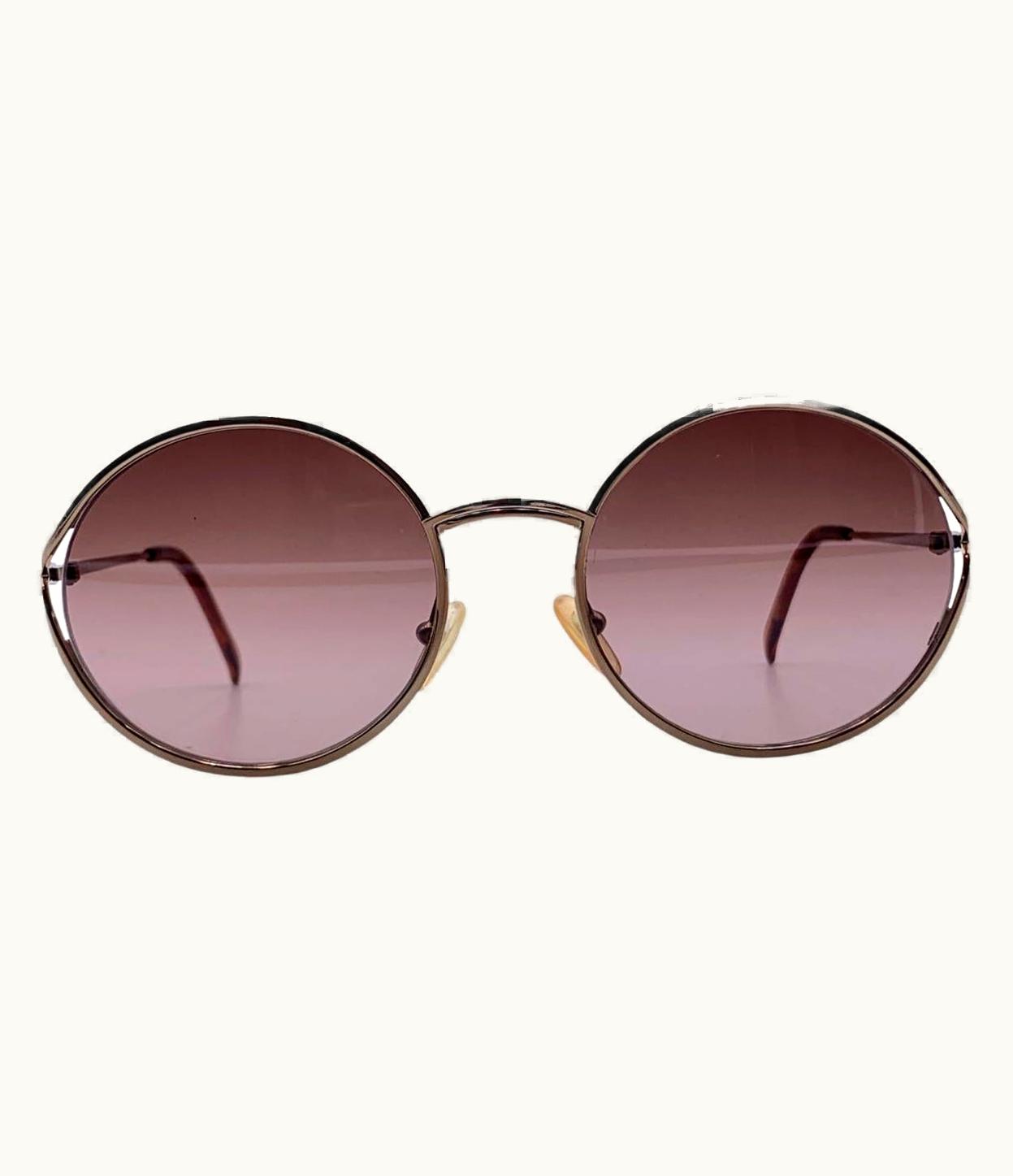 Dior Christian Dior Vintage Bronze Metal Round Sunglasses Cd 3500 10k 135mm
