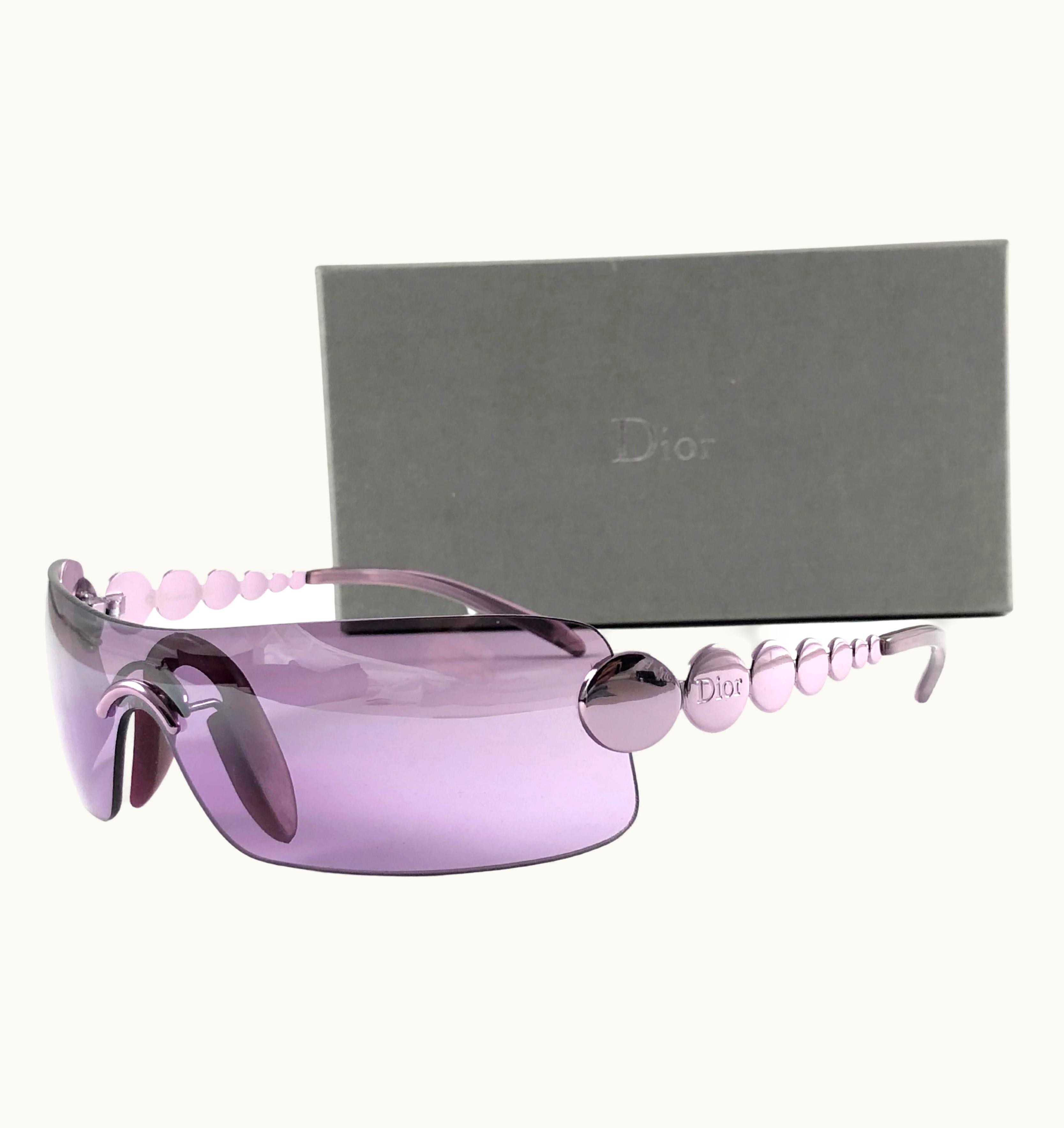 Dior Vintage Christian Dior Ruthenium Purple Bubble Wrap Sunglasses Fall 2000 Y2k