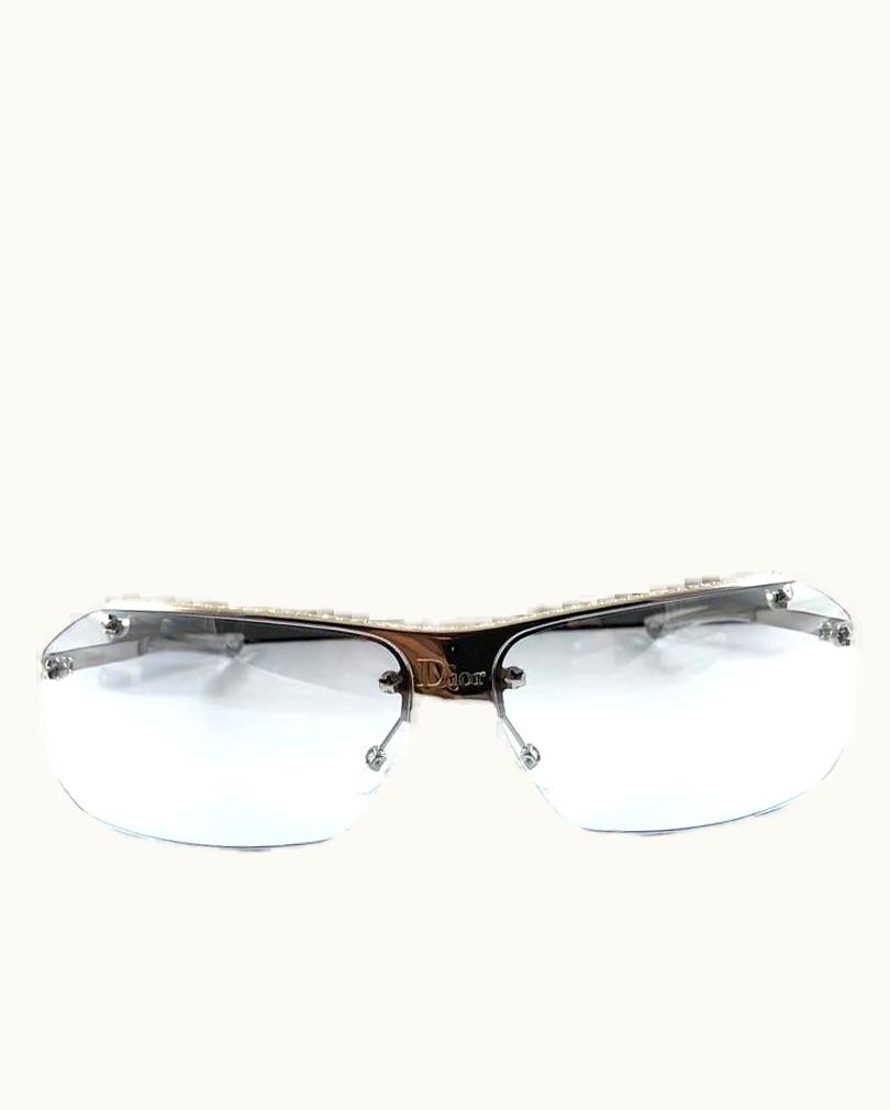 Dior Vintage Christian Dior Hit Light Blue Lens Wrap Sunglasses Fall 2000 Y2k