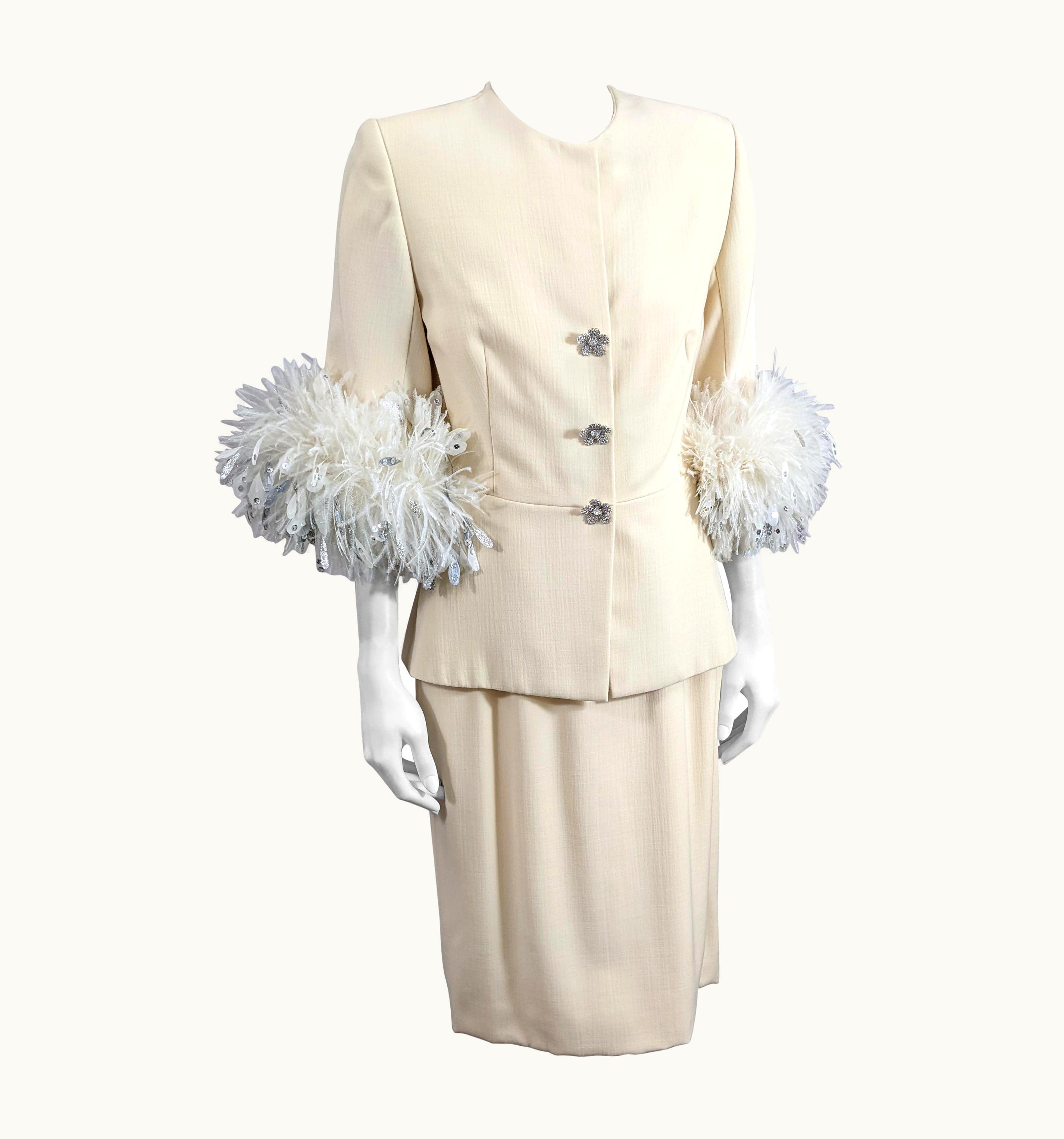 Dior Christian Dior Haute Couture Wool And Feather Suit
