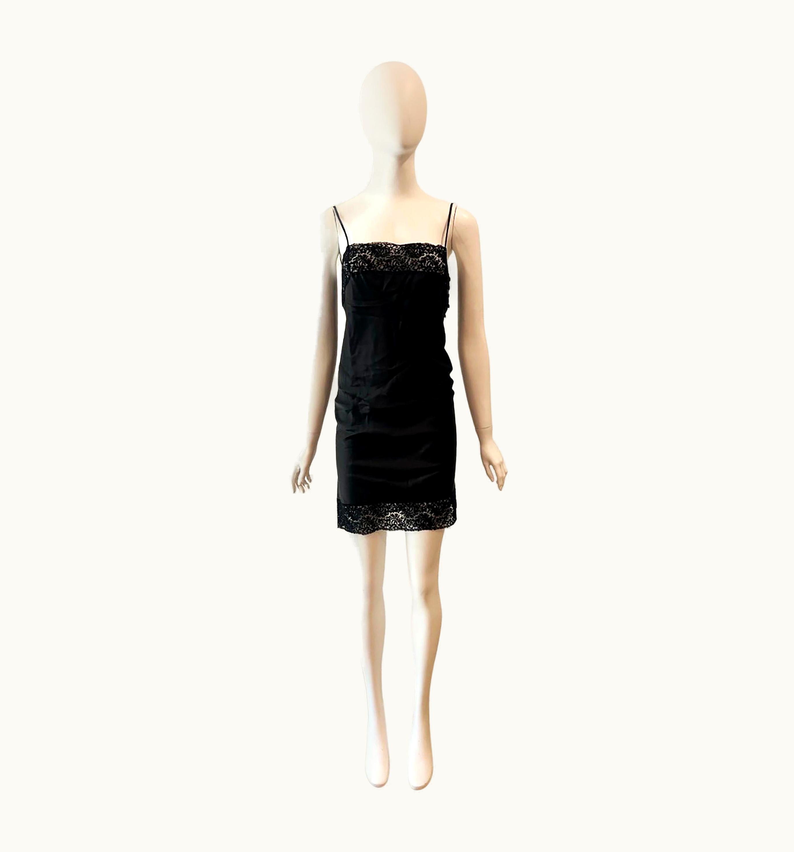 Dior Vintage AW 1997 Christian Dior By John Galliano Black Lace Satin Mini Dress