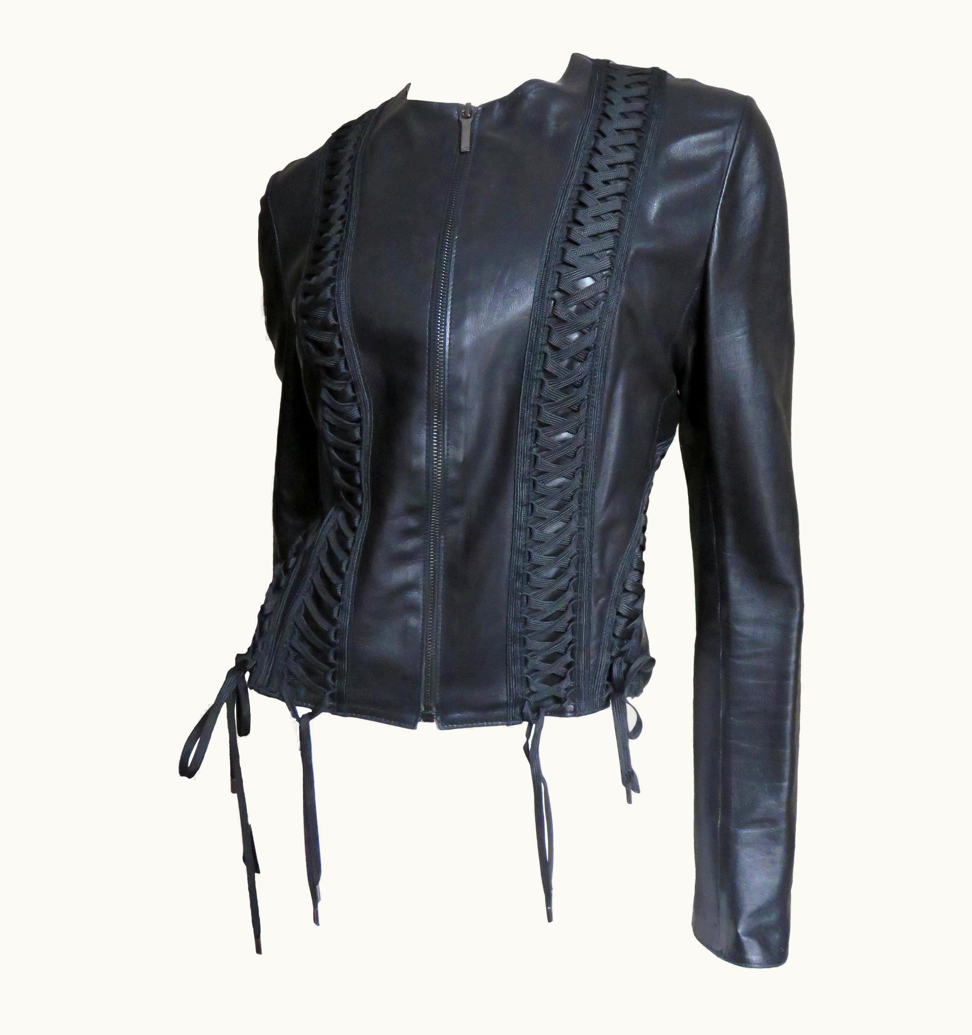 Dior Christian Dior By John Galliano Lace-up Leather Jacket