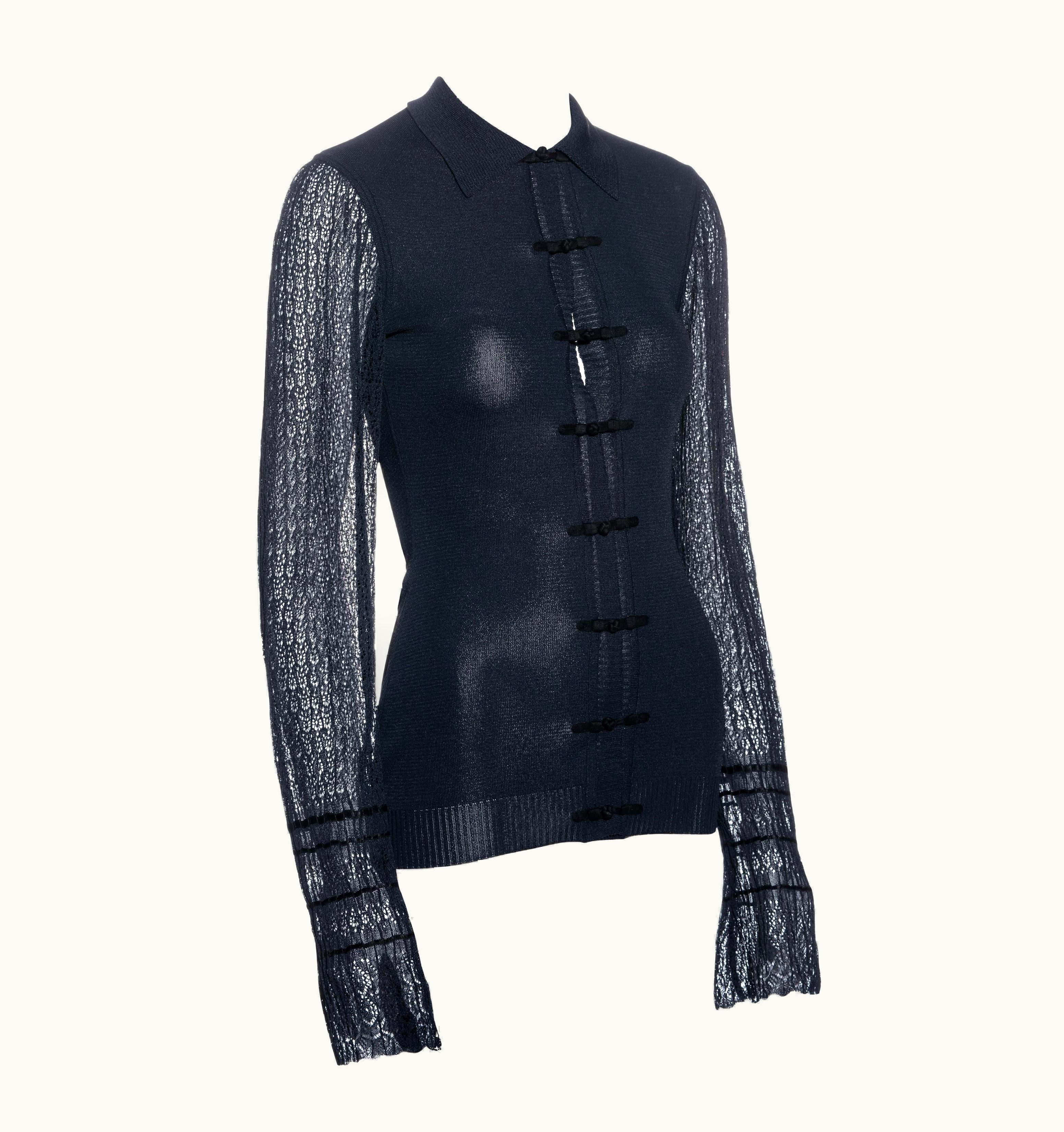 Dior Christian Dior By John Galliano Navy Rayon Knit Cardigan, S/S 1999