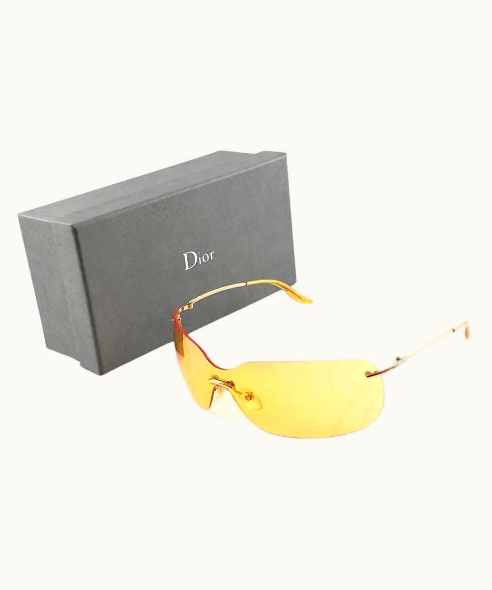 Dior Vintage Christian Dior Bowling Bright Amber Bubble Wrap Sunglasses Fall 2000 Y2k