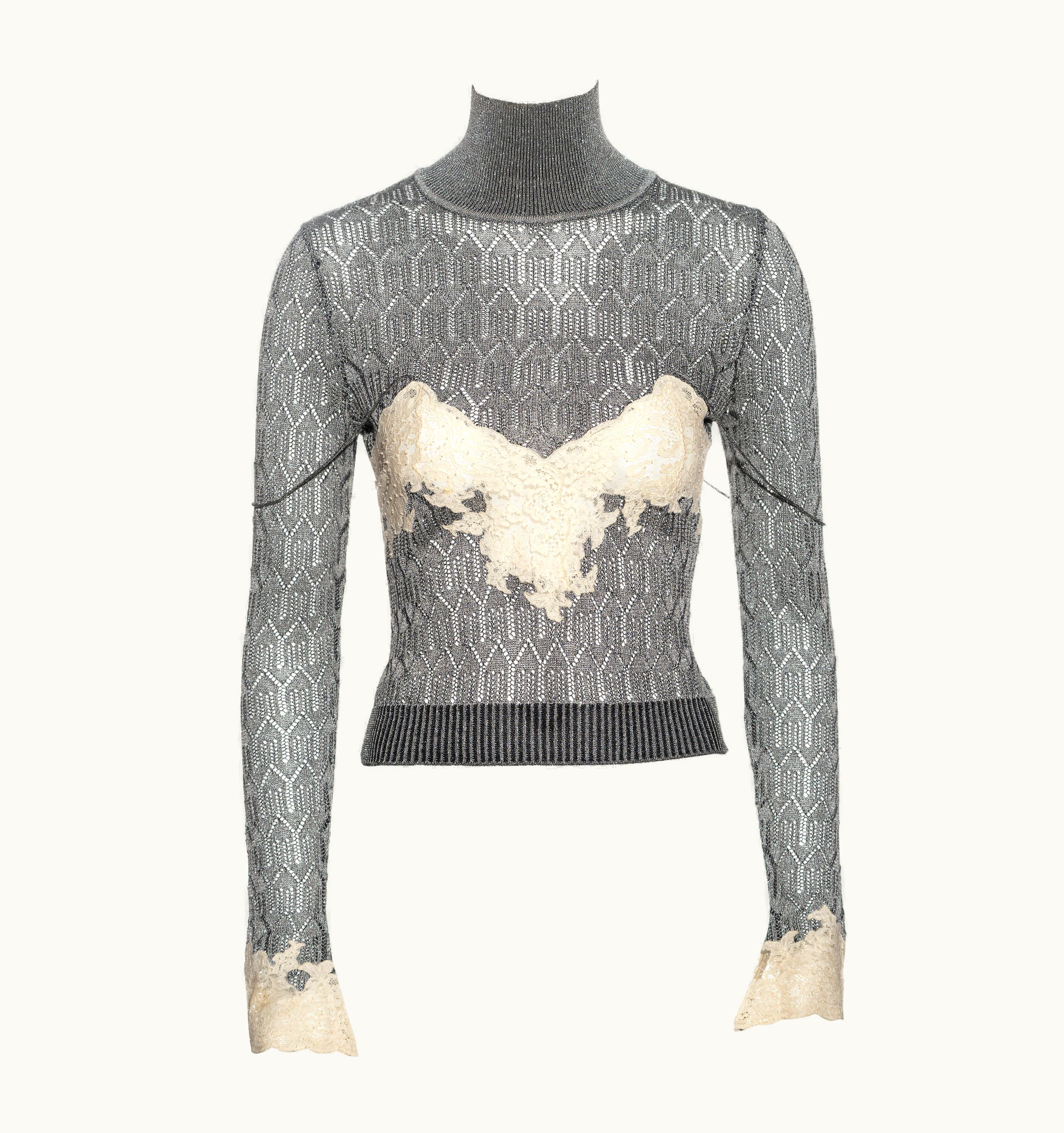 Dior Christian Dior By John Galliano Foiled Silver Knitted Sweater, AW 1998