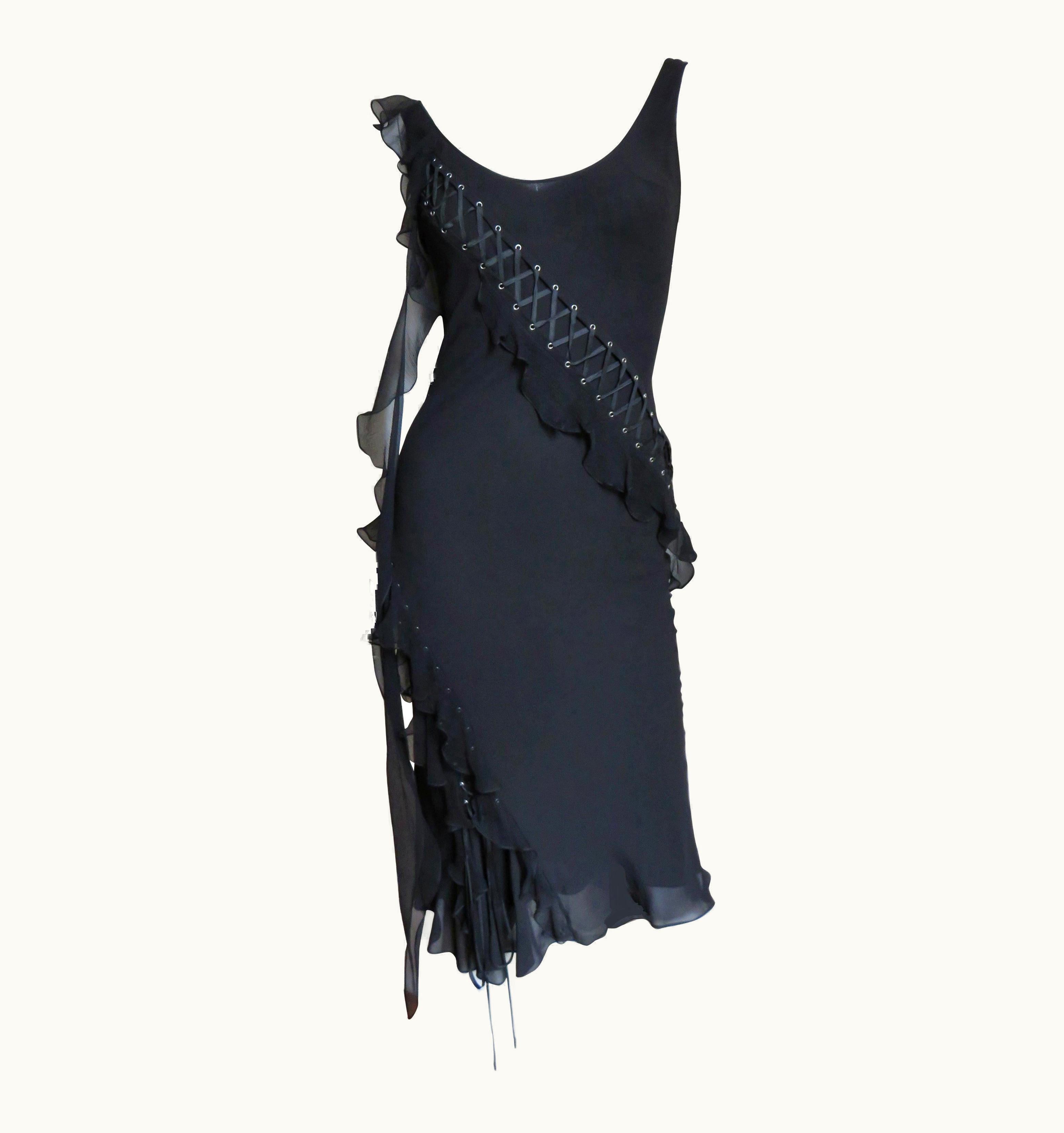 Dior John Galliano For Christian Dior Lace Up Silk Dress