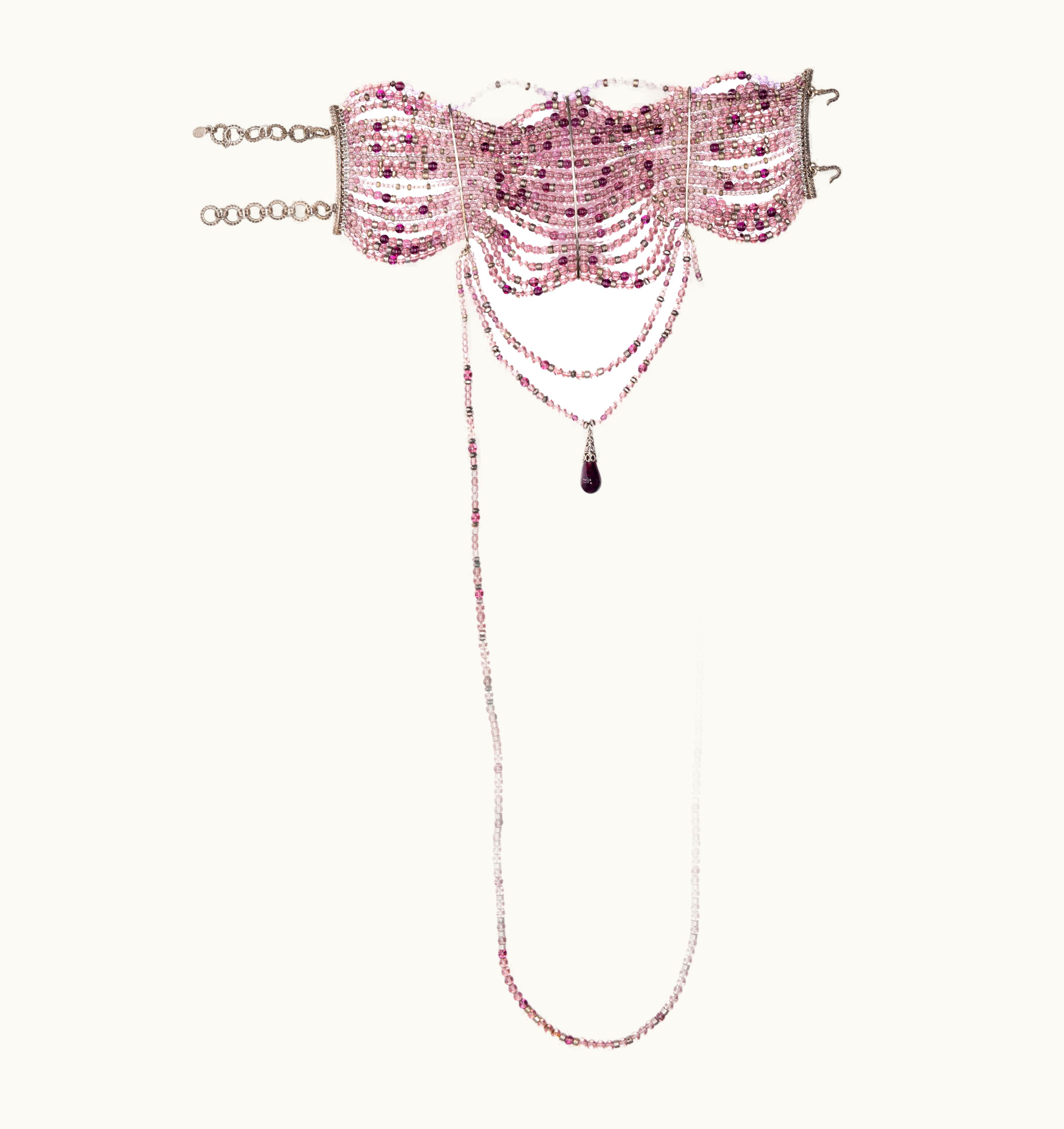 Dior Christian Dior By John Galliano Purple Glass Bead Choker Necklace, S/S 1998