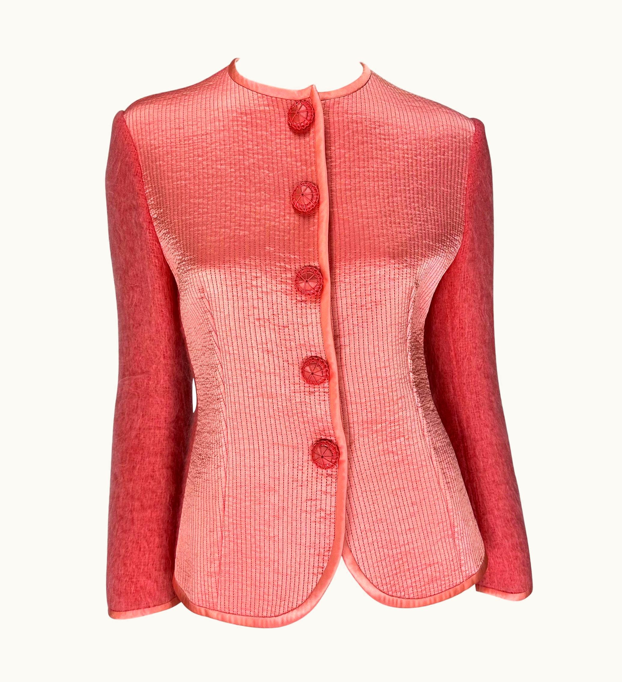 Dior AW 1995 Christian Dior By Gianfranco Ferré Runway Pink Satin Mohair Jacket