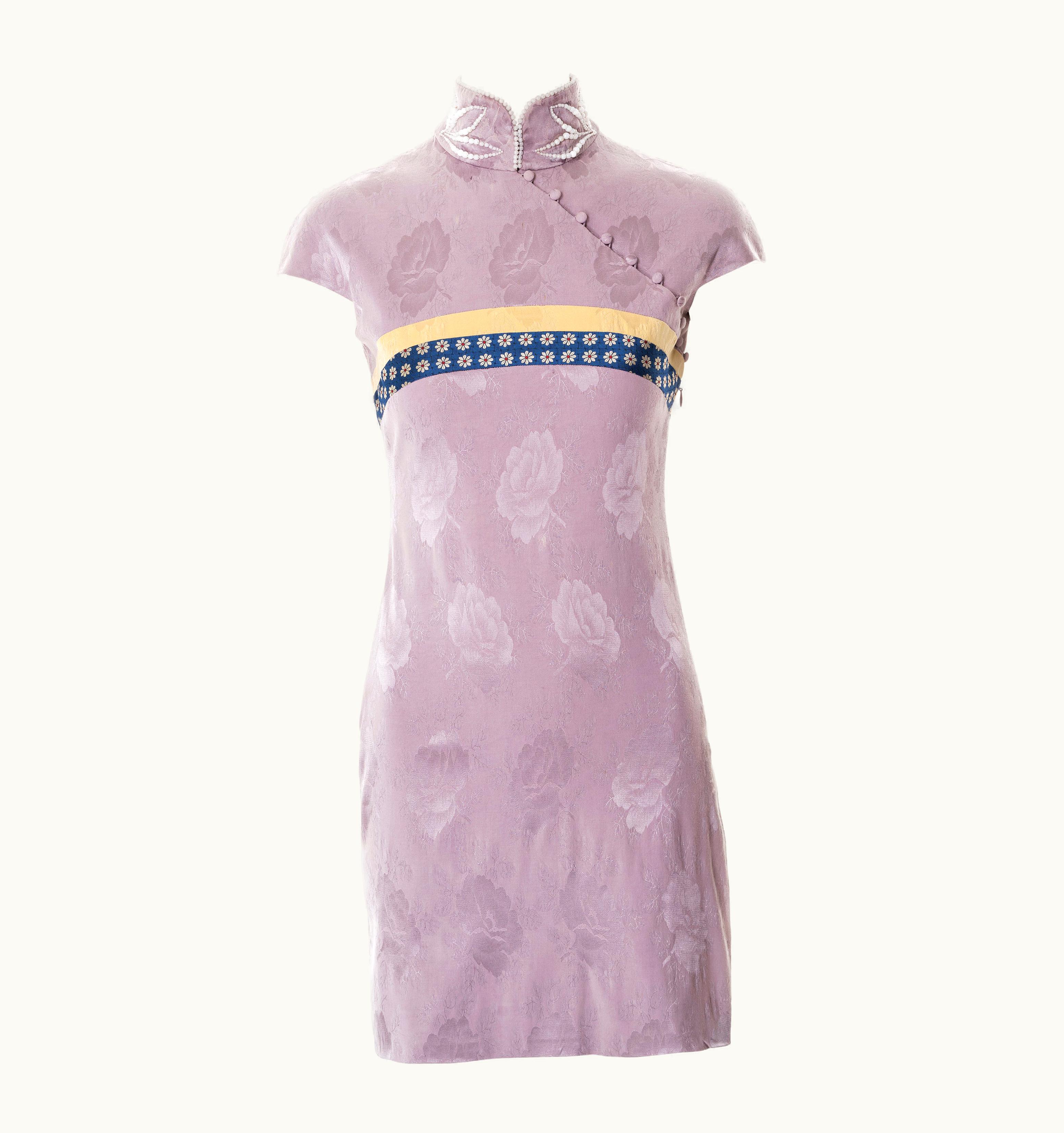 Dior Christian Dior By John Galliano Lilac Floral Silk Damask Mini Dress, AW 1997
