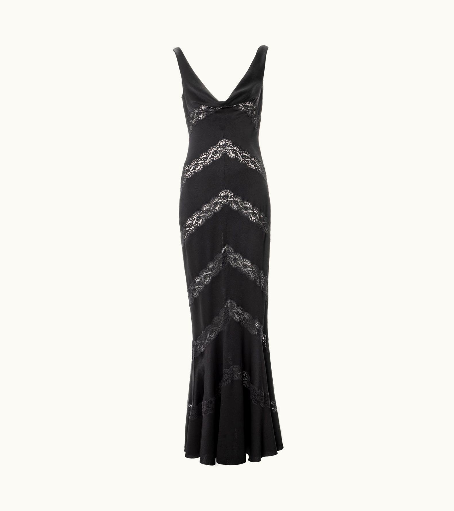 Dior Christian Dior By John Galliano Black Evening Dress With Lace Inserts, S/S 1999