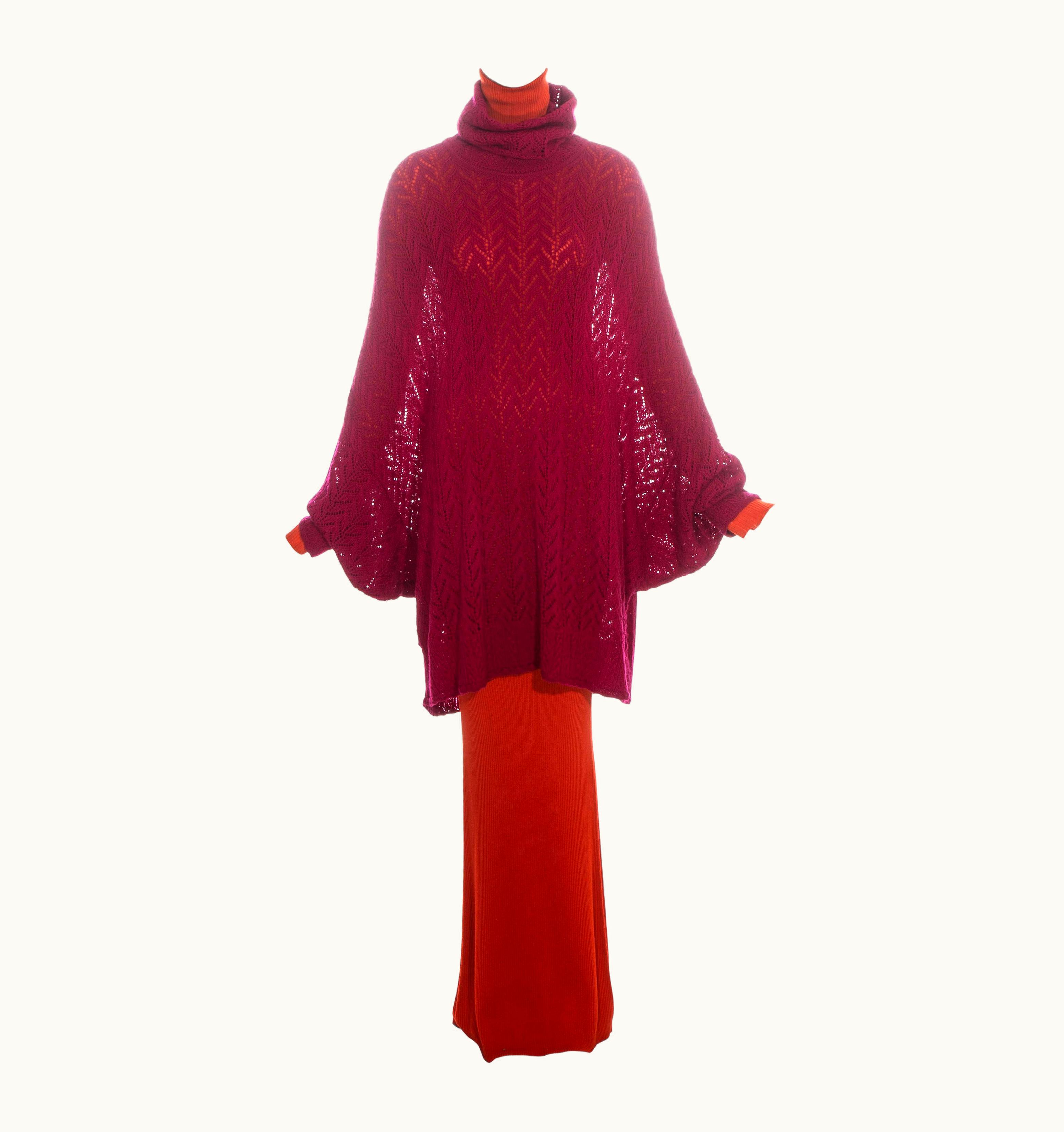Dior Christian Dior By John Galliano Orange And Maroon Sweater Dress Set, AW 1998