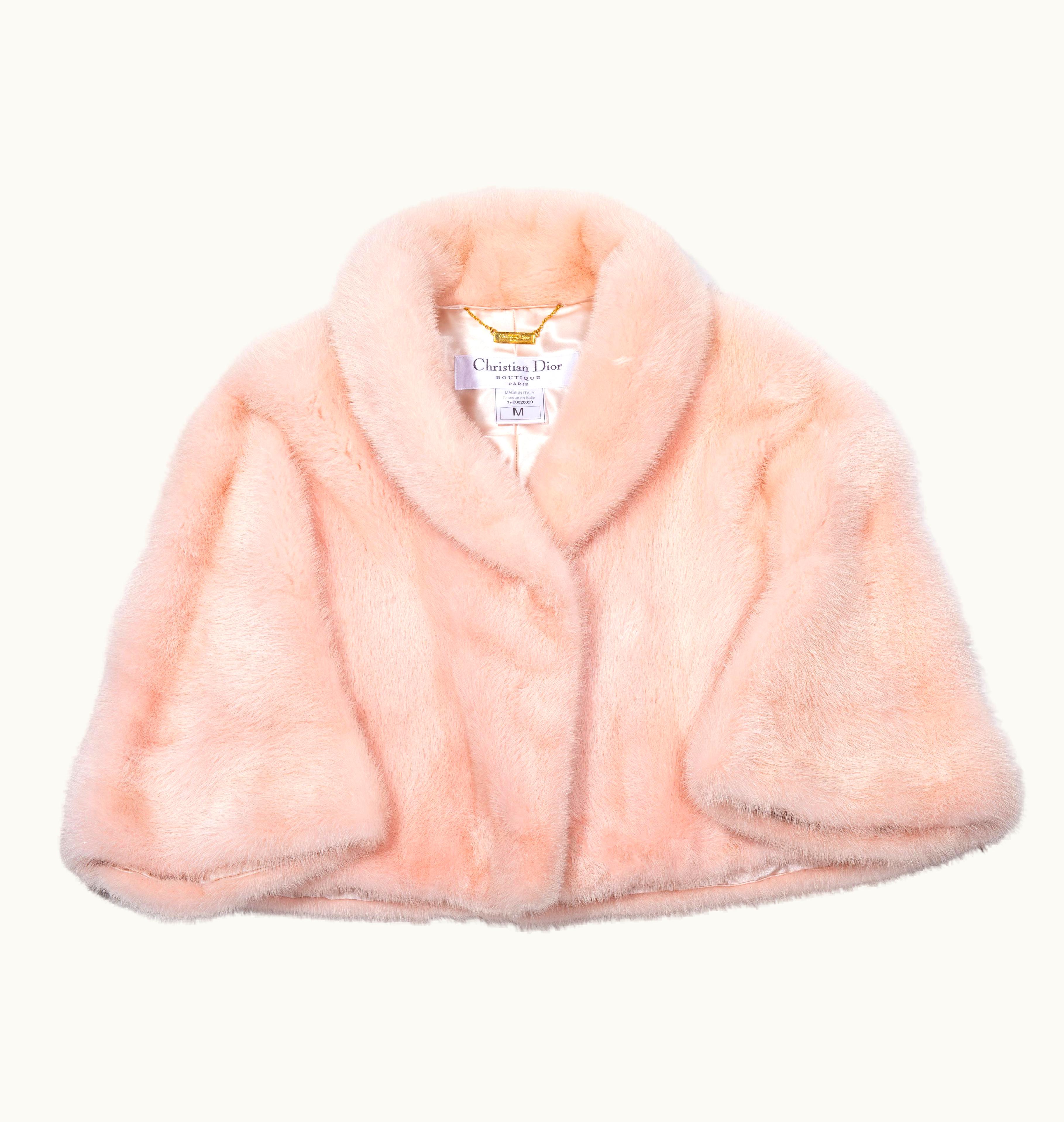 Dior Christian Dior By John Galliano Pink Mink Fur Cropped Bolero Jacket, AW 1997